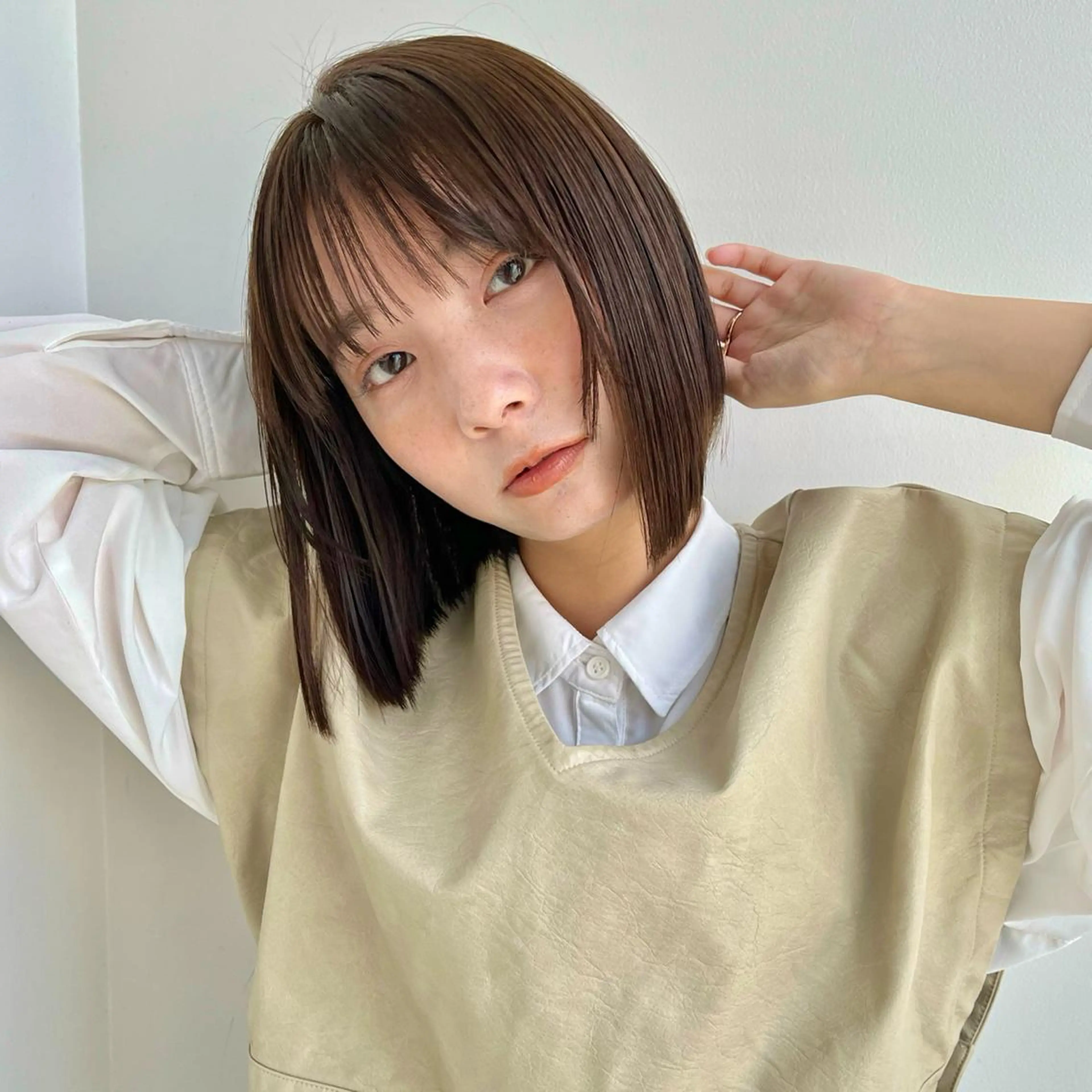 ショート カラー ボブ カット ヘアカラー あやめ【顔まわり/レ イヤー/柔らかカラ】のヘアスタイル