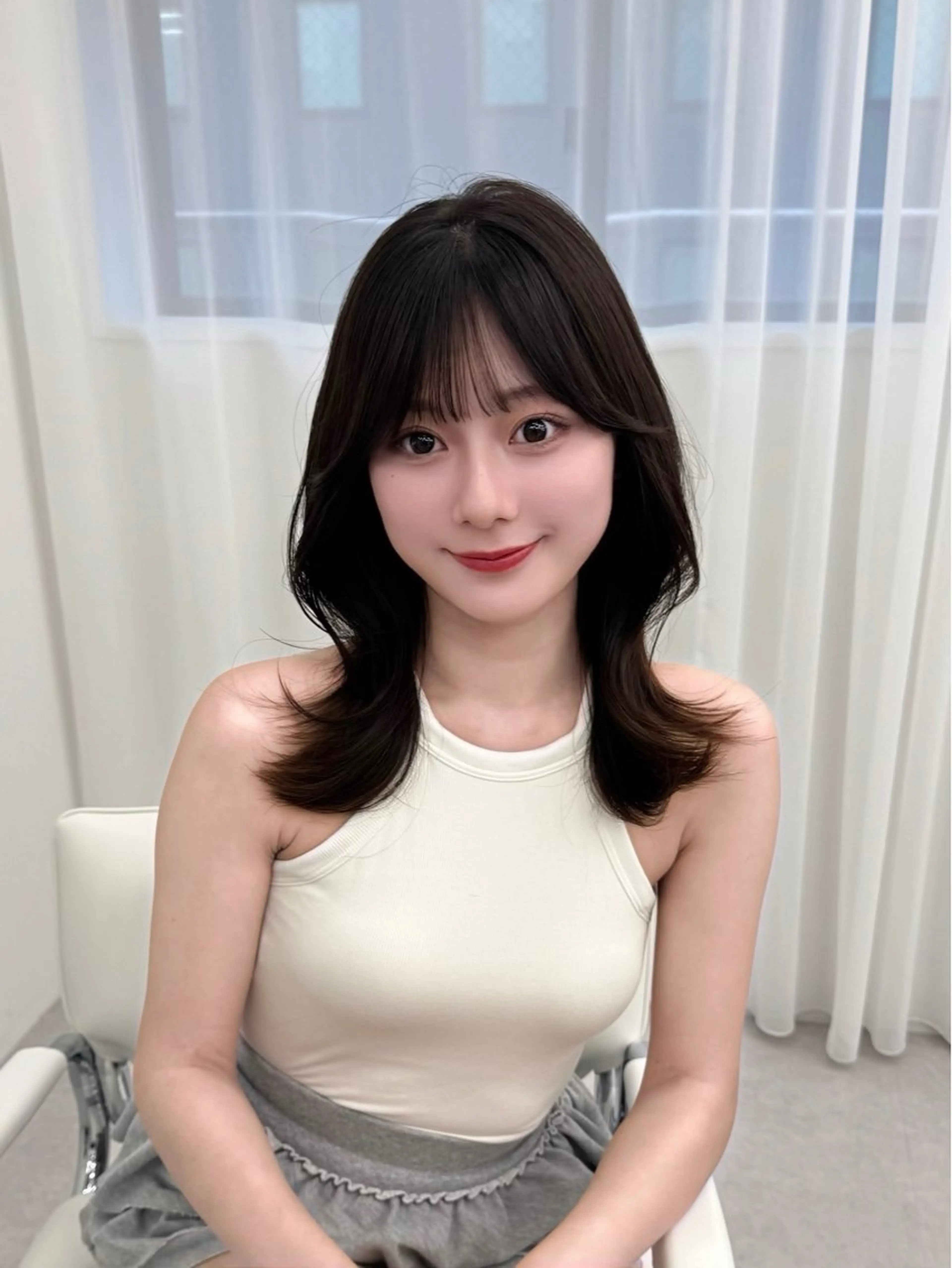 ミディアム カラー ヘアアレンジ カット ヘアカラー トリートメント 最小顔周り&レイヤー 特化/池袋/kokiのヘアスタイル