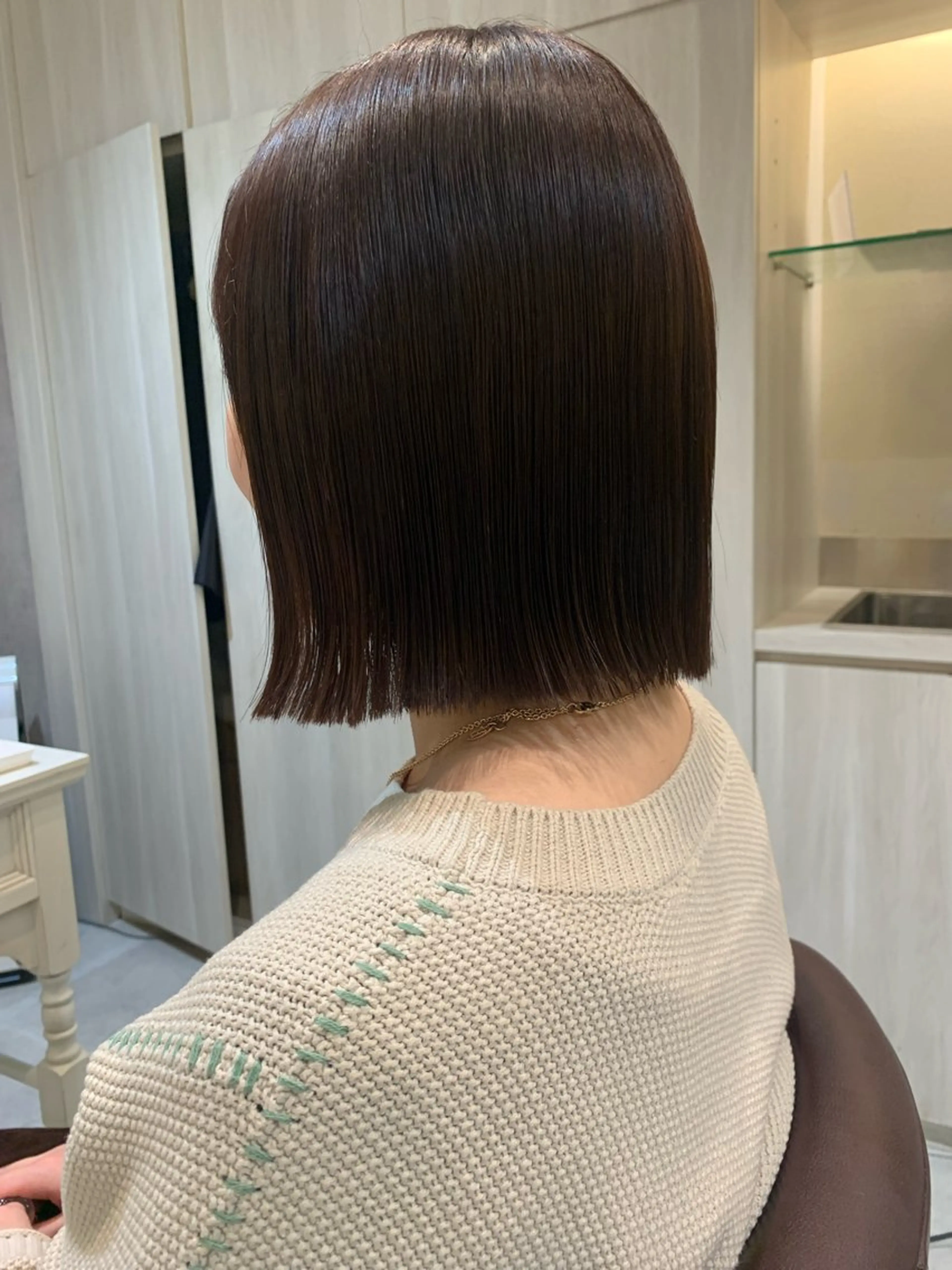 ミディアム 切りっぱなしボブ ボブ カット ヘアカラー トリートメント mulum hair dressing salon所属・yuuki🌷名古屋 栄　ベージュ/カラーのヘアスタイル