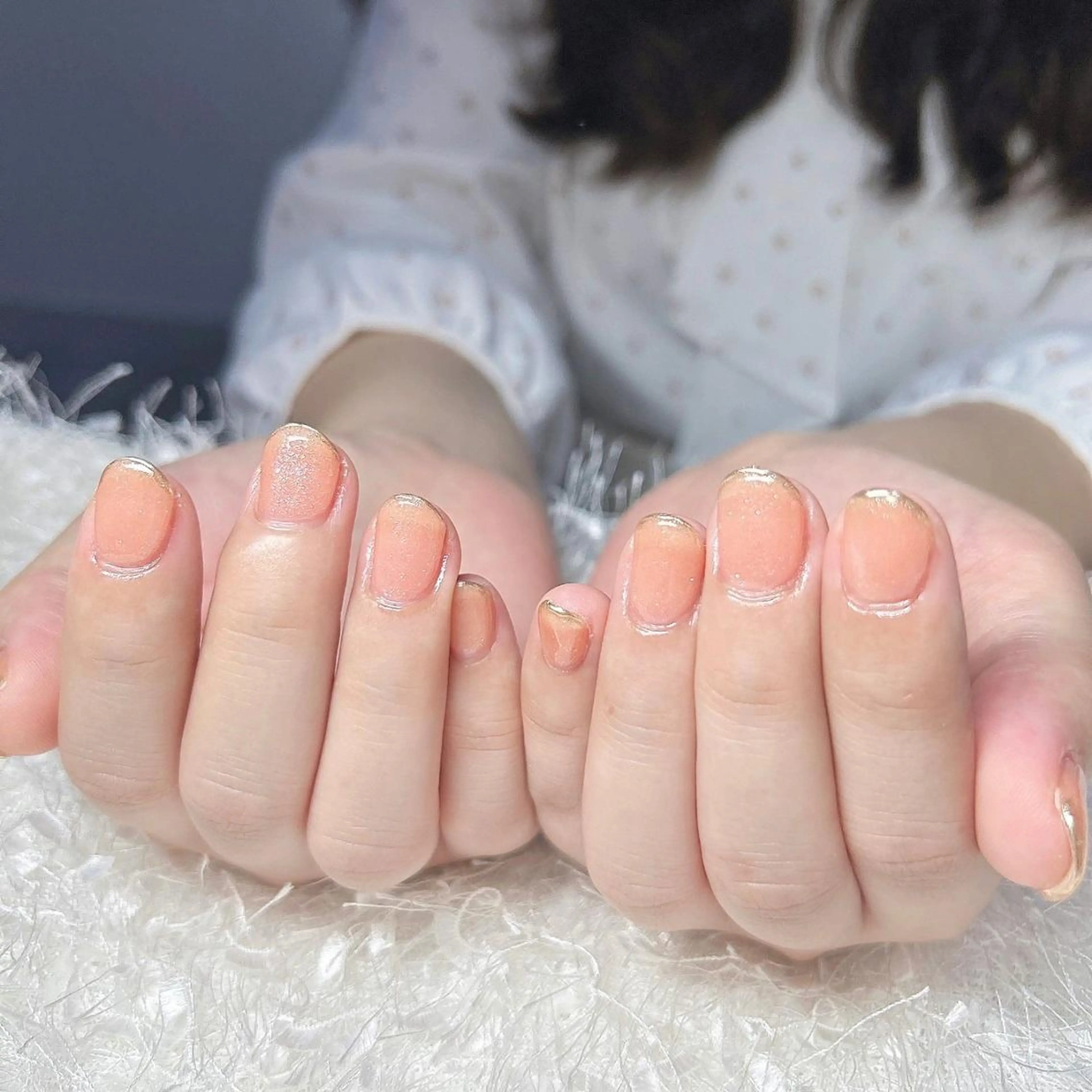 ネイル オーロラネイル 長さ出し フレンチネイル ジェルネイル グラデーション ハンドネイル Nail&eye Belire 新宿のネイルデザイン
