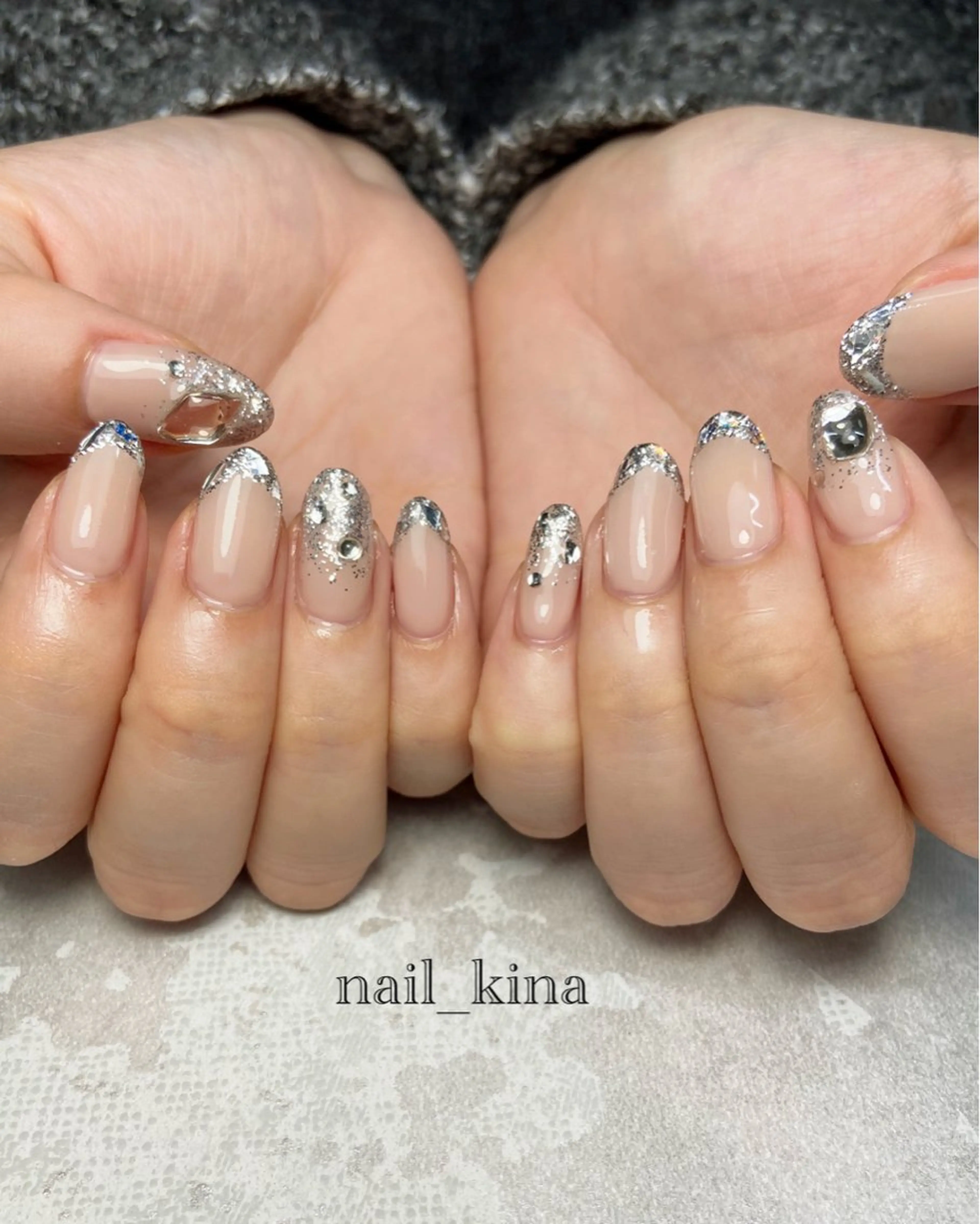 ネイル フラッシュネイル フレンチネイル ガラスフレンチ マグネットネイル ワンカラーネイル ハンドネイル nail_ kinaのネイルデザイン