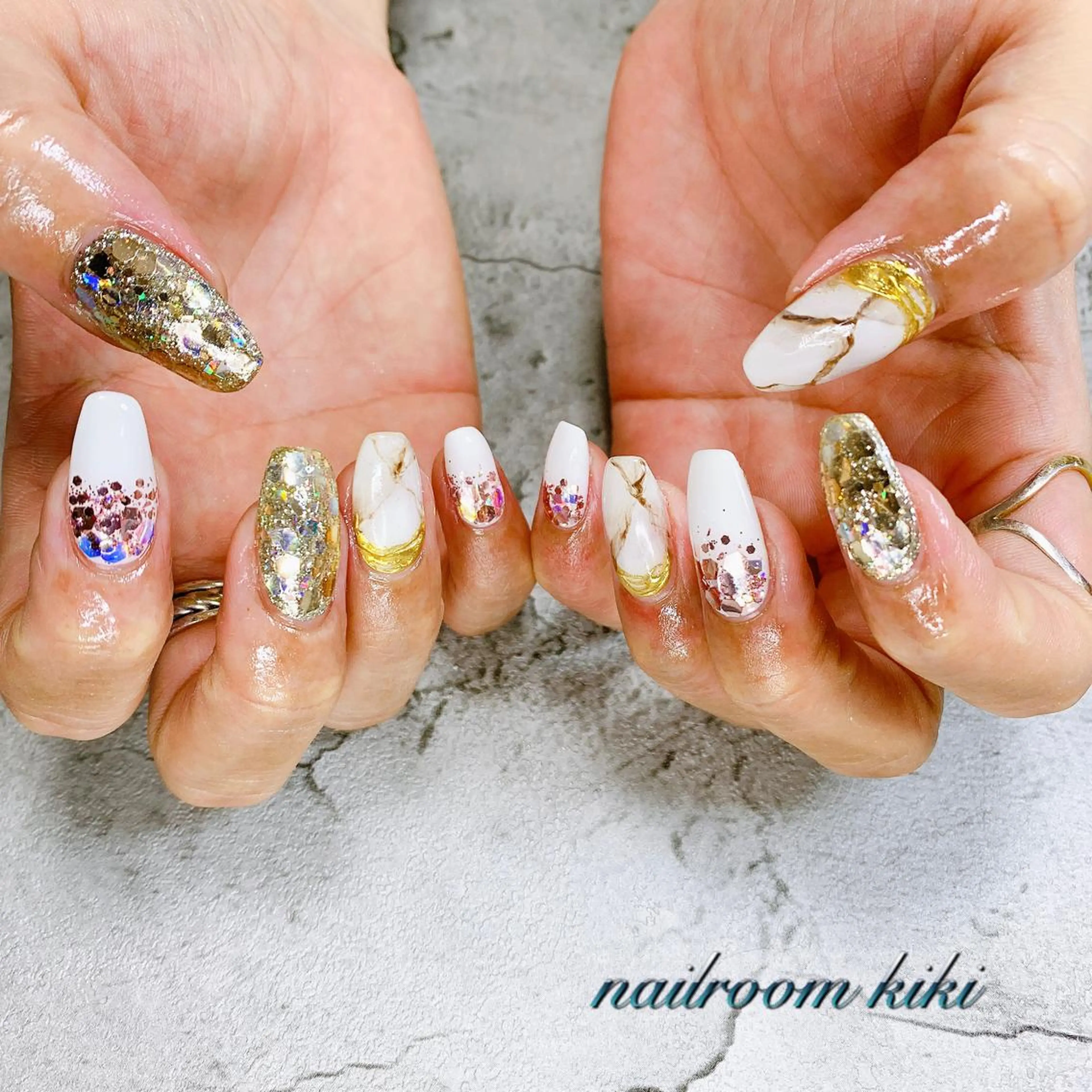 ネイル ラメ(グリッター) 大理石ネイル(マーブル) Salon de kiki所属・Salonde kikiのネイルデザイン