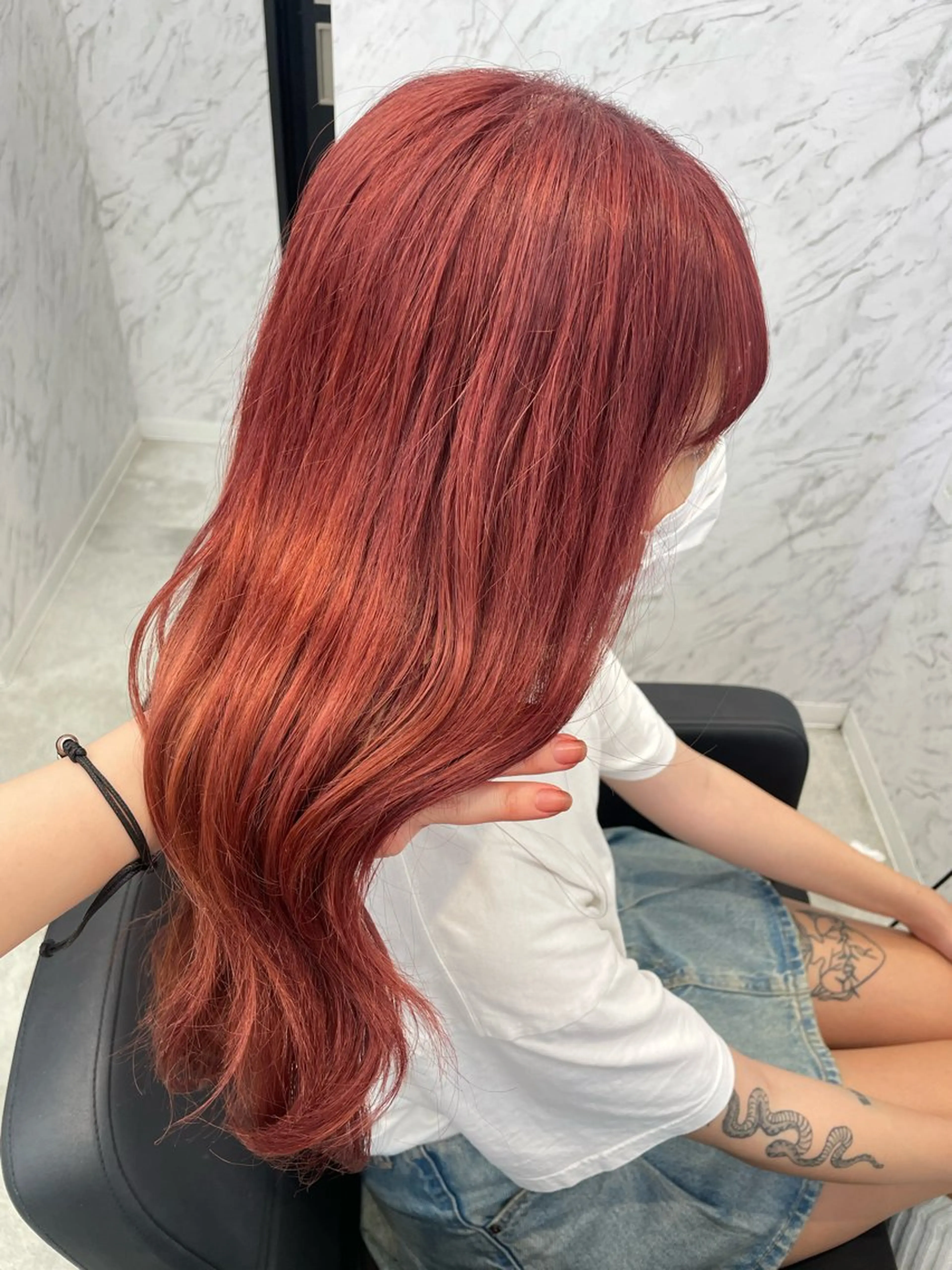 ロング カラー レッドカラー ヘアカラー hair salon dot. mooda 韓国風サロン 町田店所属・韓国風ヘア🎀🩶 /♡𝓝𝓸𝓪♡のヘアスタイル