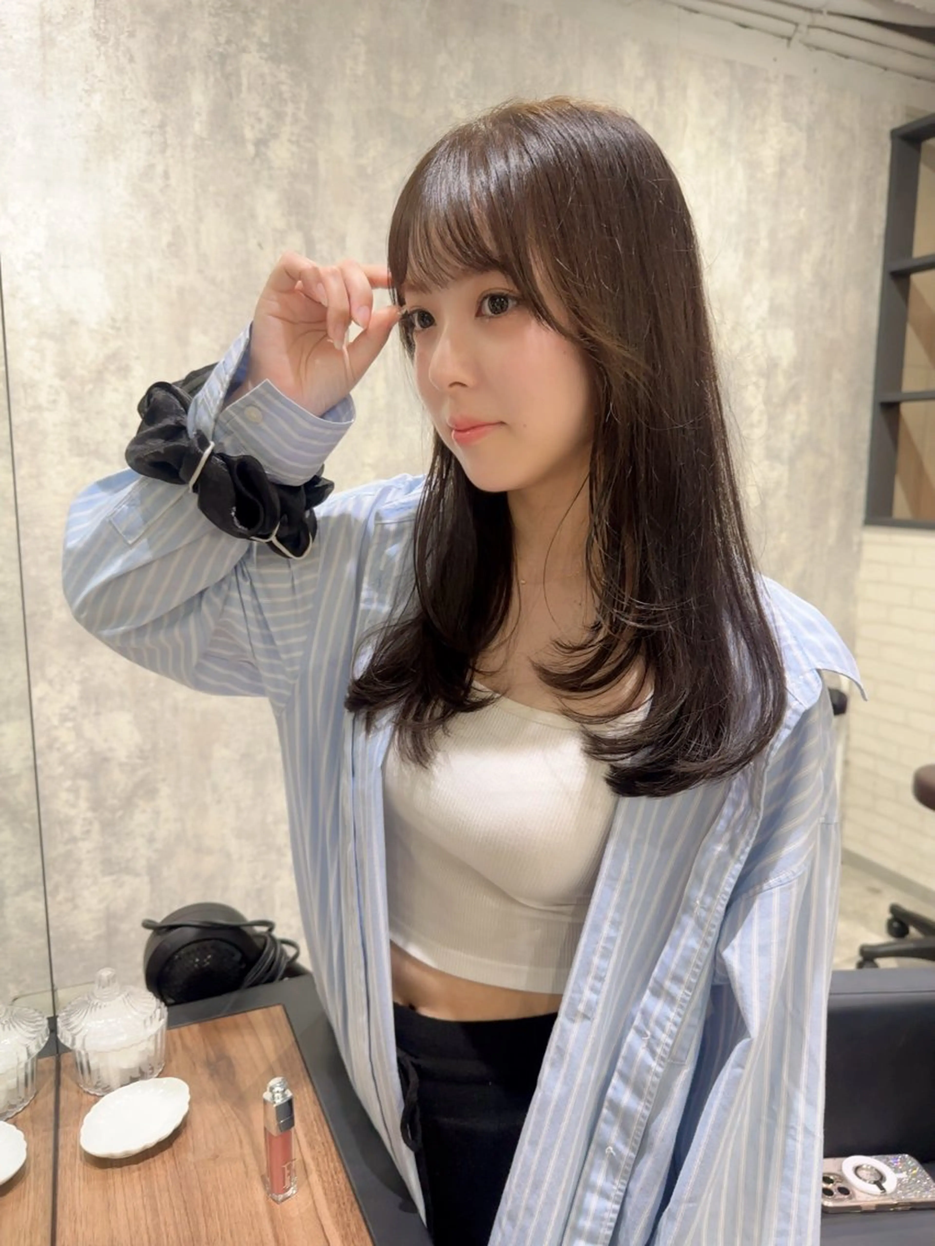 セミロング カラー ベージュカラー オリーブベージュ レイヤーカット カット トリートメント レイヤー/ボブ/ 顔周り/yukinaのヘアスタイル