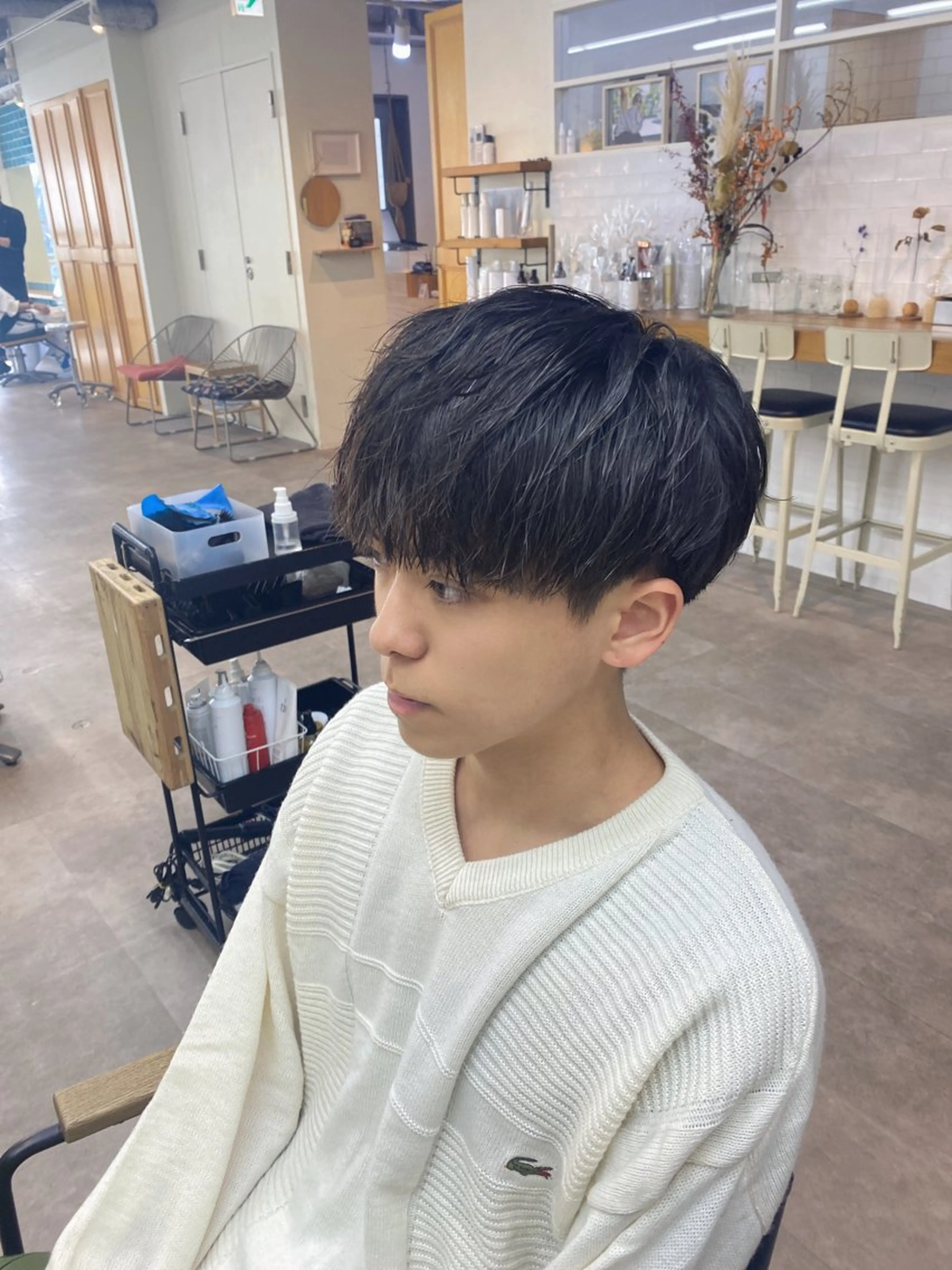 パーマ メンズ 波巻きパーマ カット オリーブカラー🫒 透明感カラーMAOのヘアスタイル