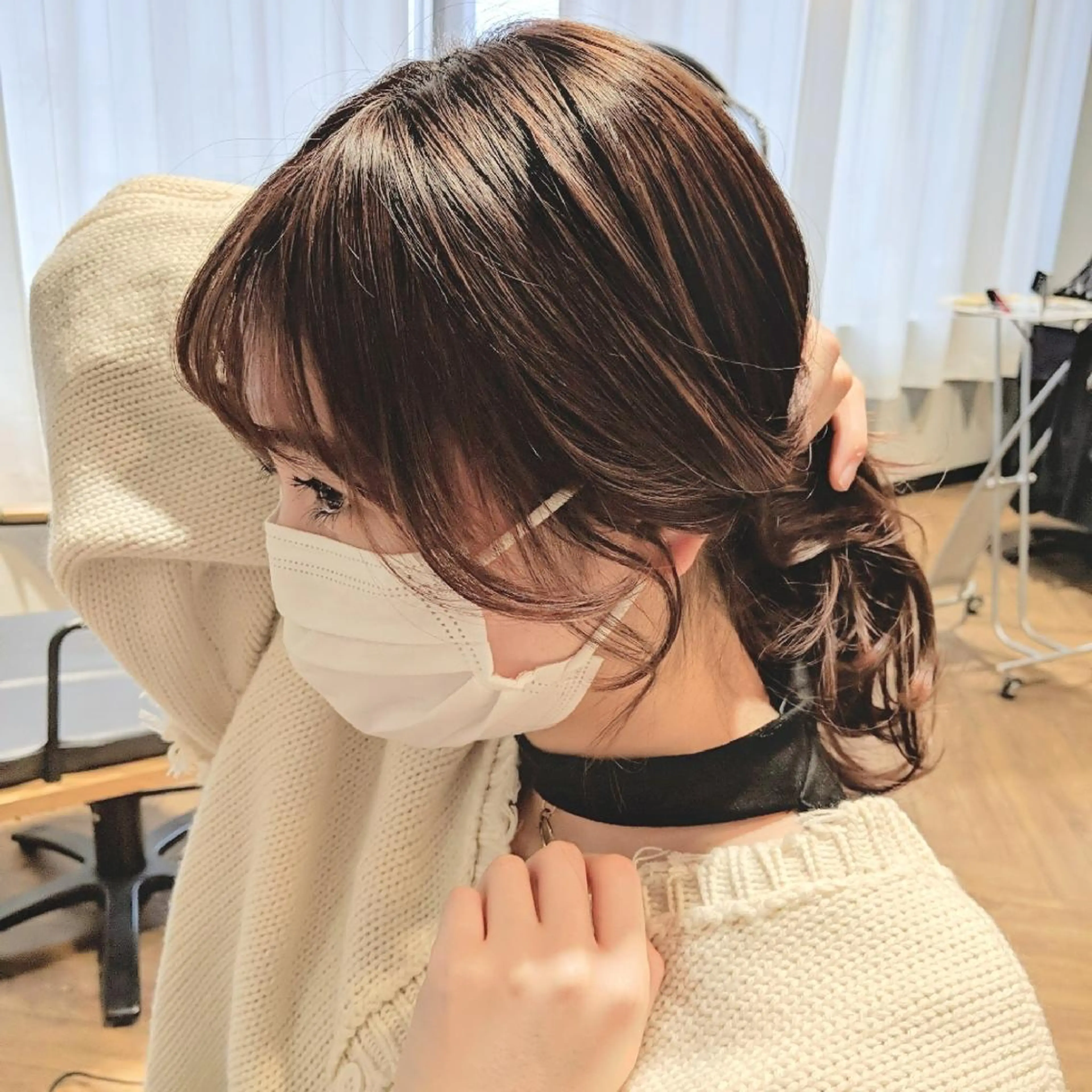 ロング エギョモリ 韓国風ヘア おくれ毛 PRIVATE SALON EYES所属・EYES リアのマツエク・マツパデザイン