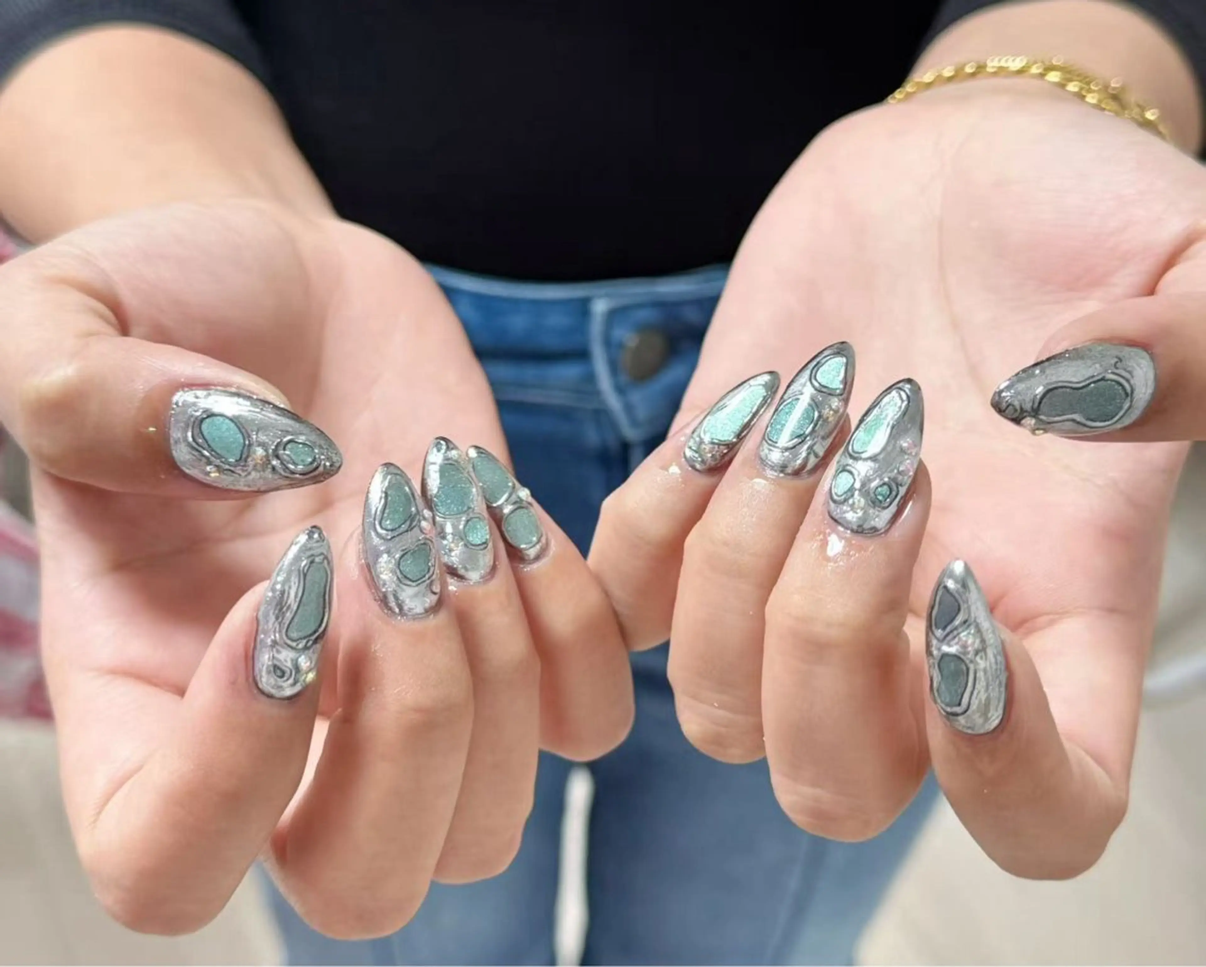 ネイル アートネイル オーロラネイル チークネイル フレンチネイル ガラスフレンチ ハンドネイル 🎀🎀YooLi Nail Salonのネイルデザイン