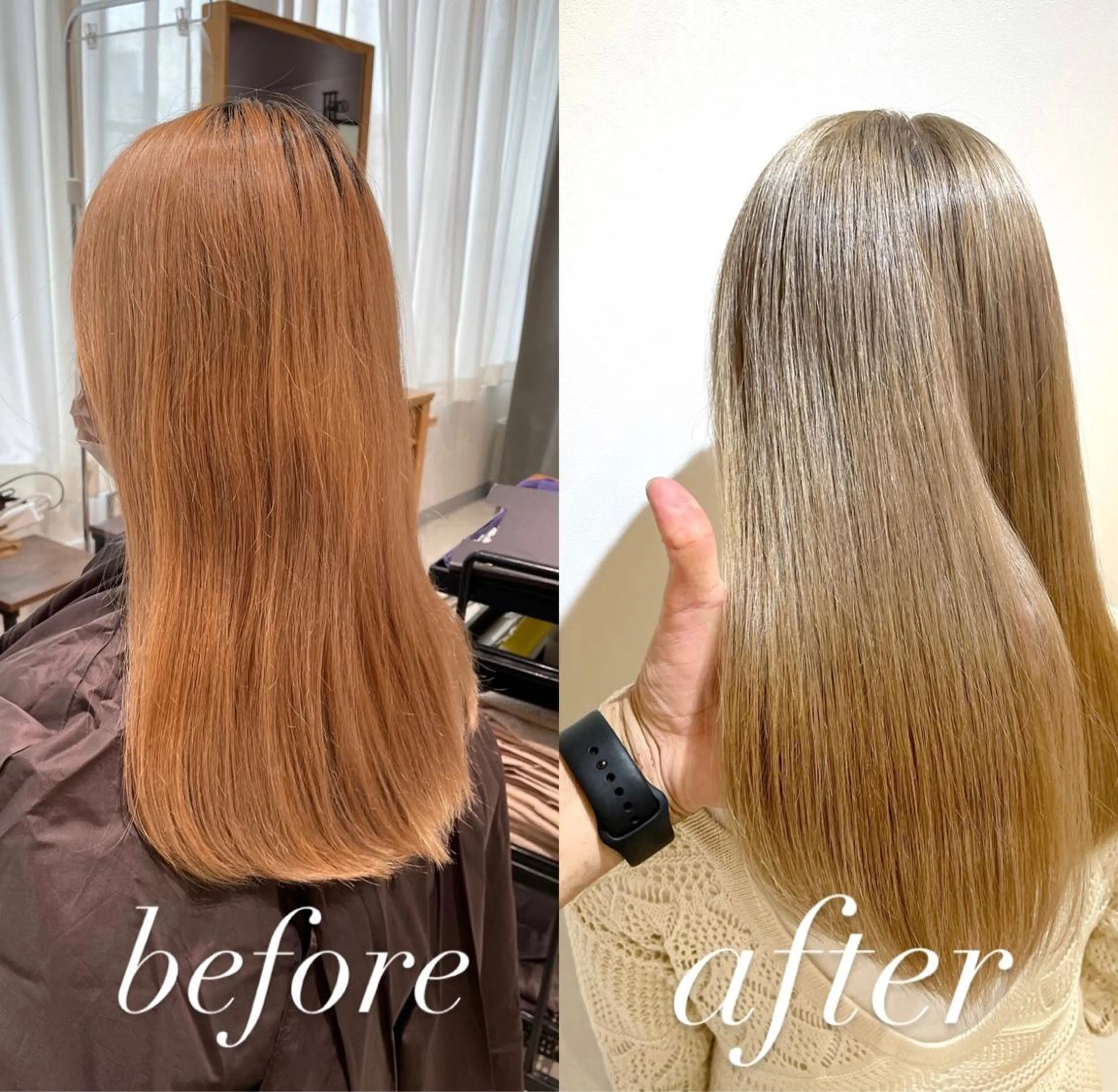 セミロング カラー ベージュカラー ブリーチ ホワイトベージュ カット ヘアカラー 縮毛矯正 トリートメント 過去一の柔髪ヘア 🌿IVYjoureのヘアスタイル