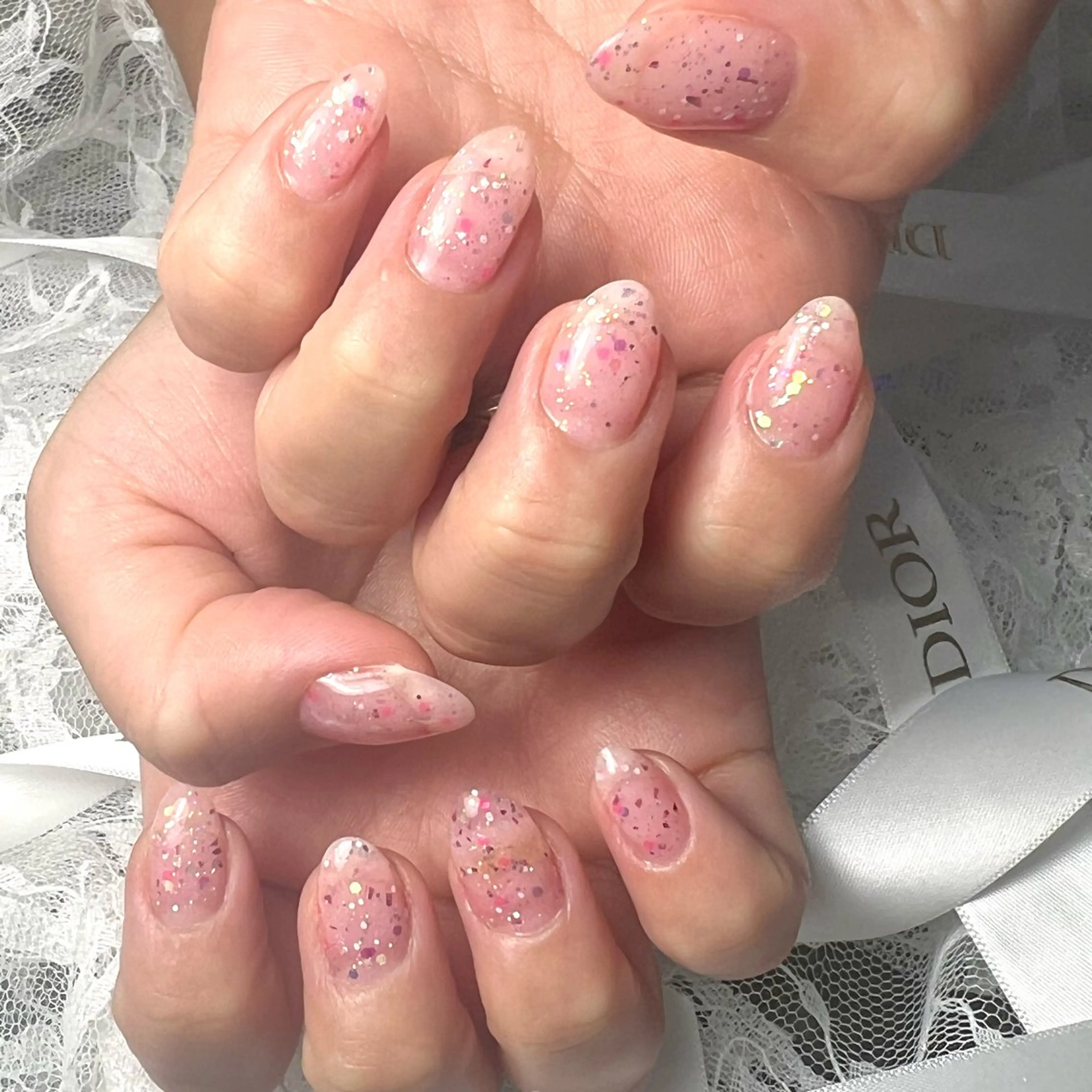 ネイル ラメ(グリッター) ピンク miku nail🦋のネイルデザイン