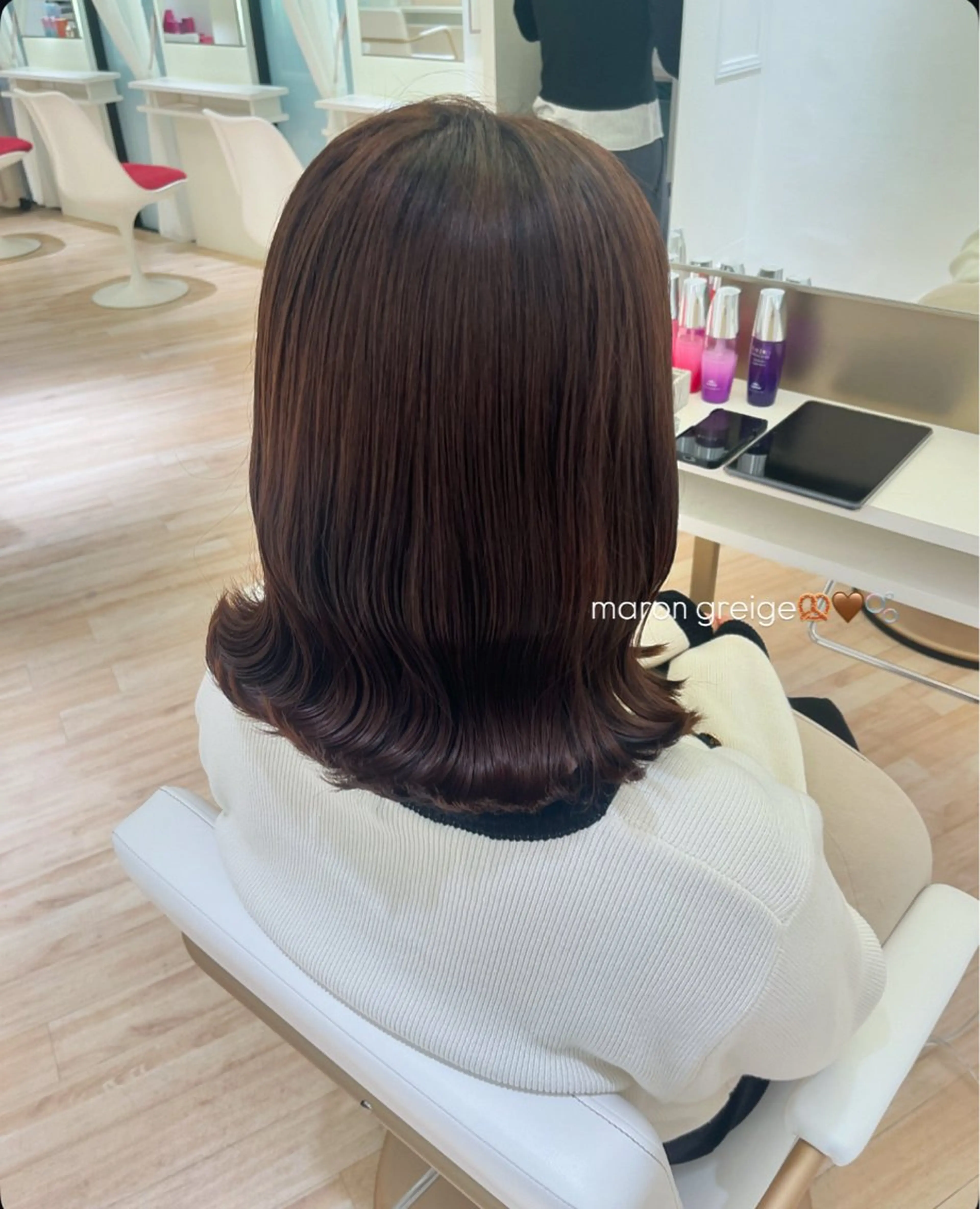 ミディアム カラー ヘアカラー ParveMix 🌝🫧山本 玲南のヘアスタイル