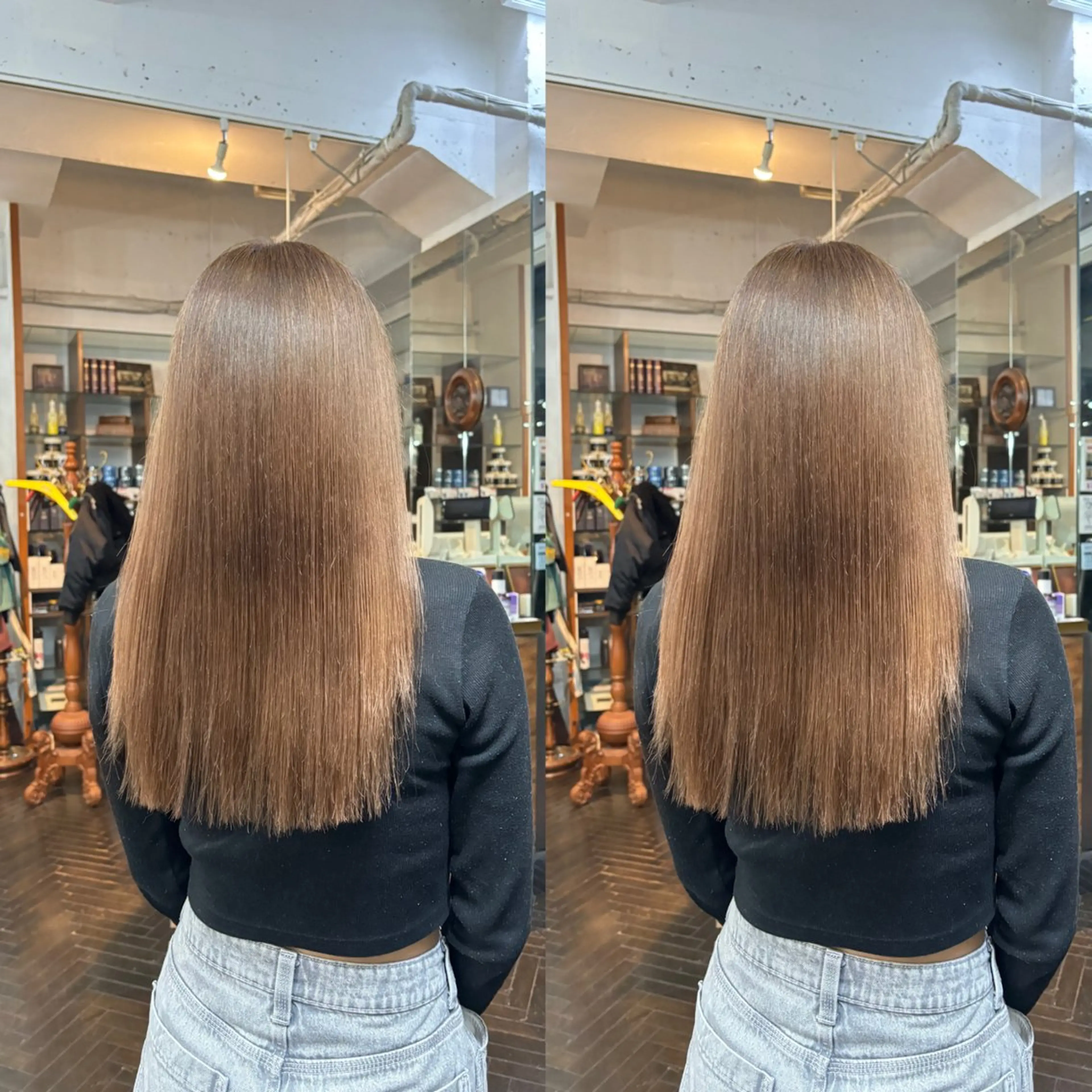 ミディアム カラー ブリーチ ブラウンカラー キャラメルブラウン ヘアカラー トリートメント ☻モエカ/石川町 元町中華街☻のヘアスタイル