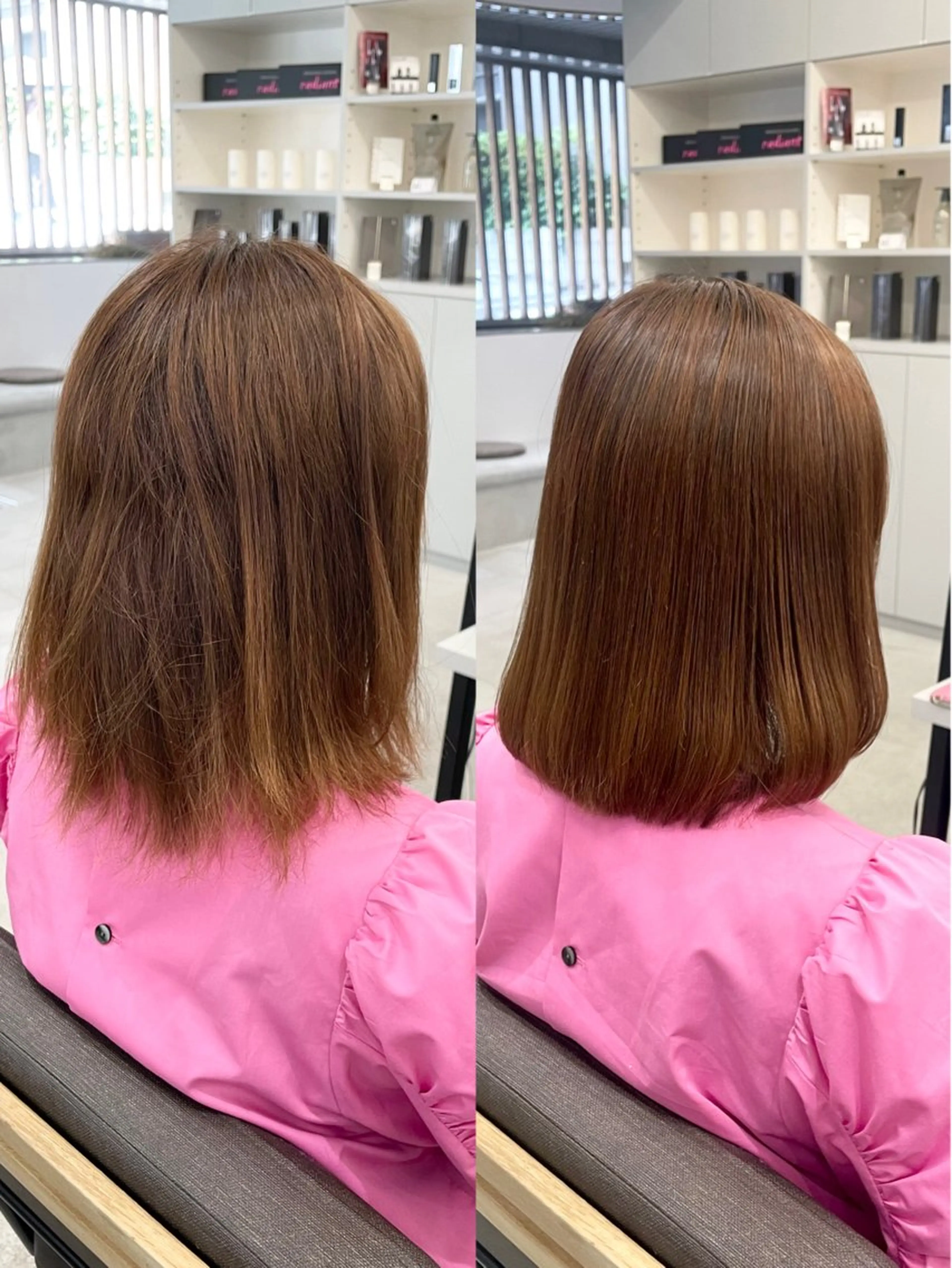 ミディアム カラー パーマ ミディアムパーマ 髪質改善 縮毛矯正 ストレートパーマ カット ヘアカラー 縮毛矯正 トリートメント 美髪への最善策を貴方 へ✨凄い艶髪✨萩原のヘアスタイル