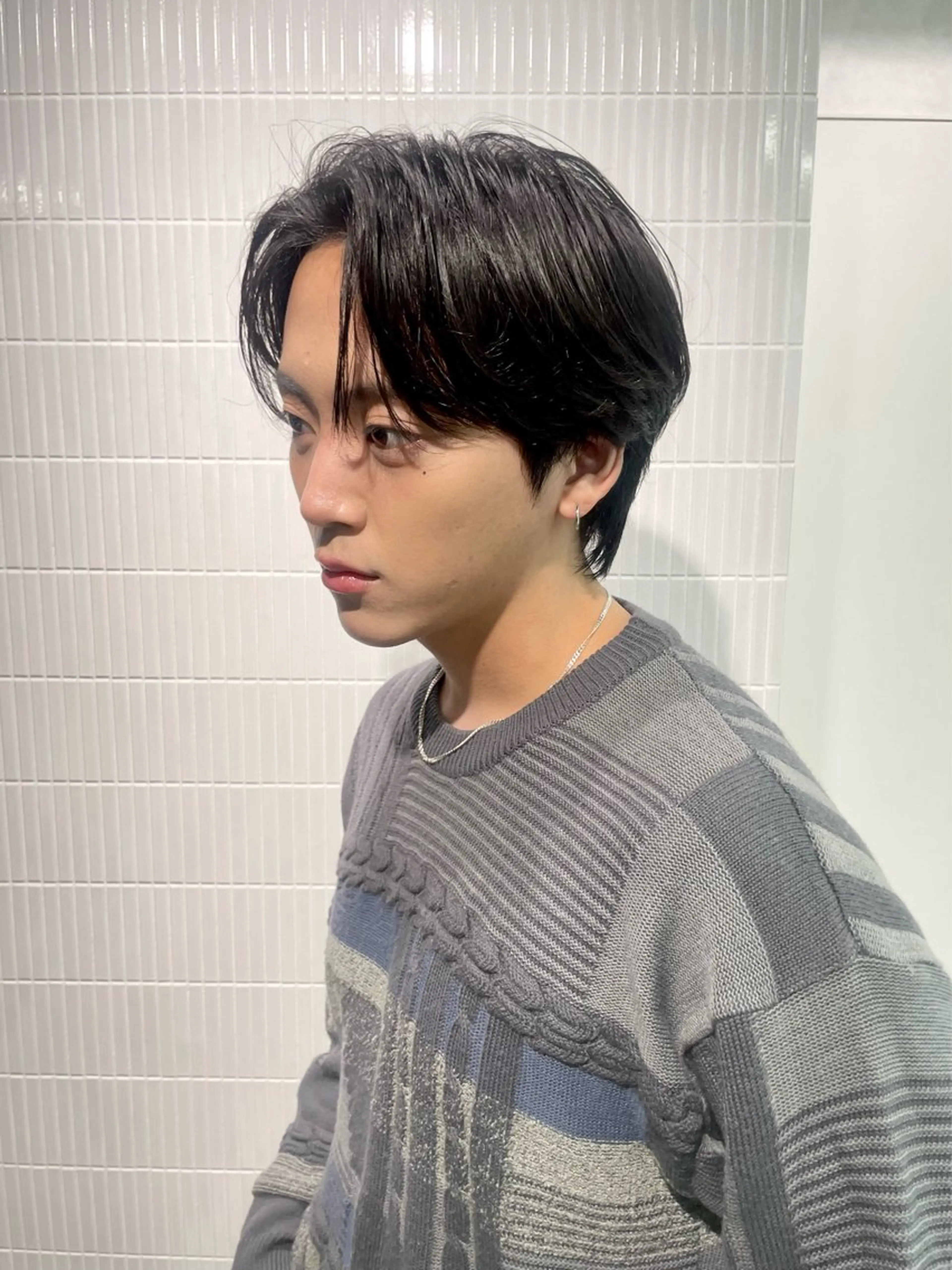 メンズ センターパート 刈り上げ カット パーマ hana✂︎メンズ ニュアンスパーマのヘアスタイル