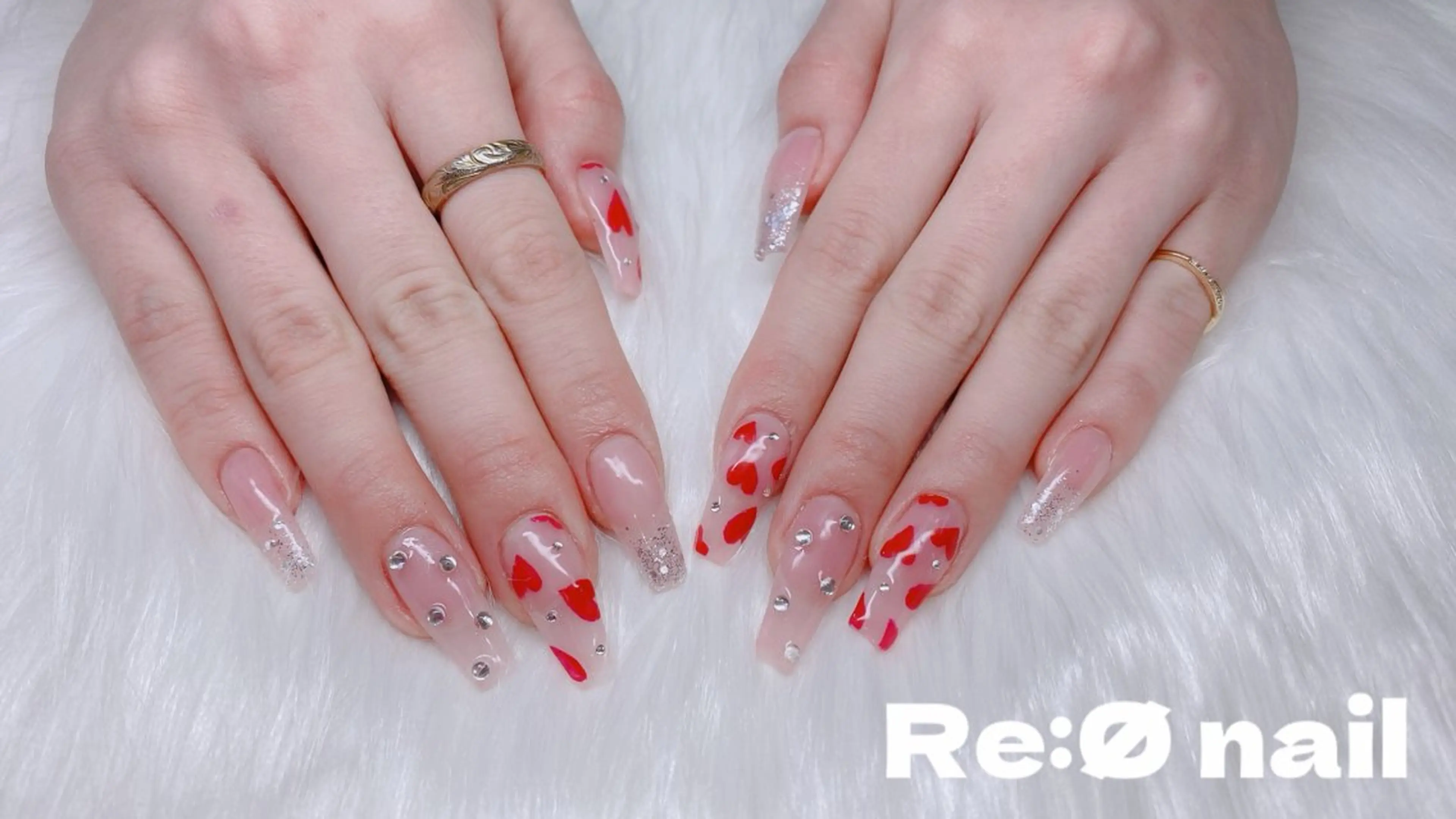 ネイル ハート ハンドネイル Re:Ø nail 🩵TSUJIのネイルデザイン