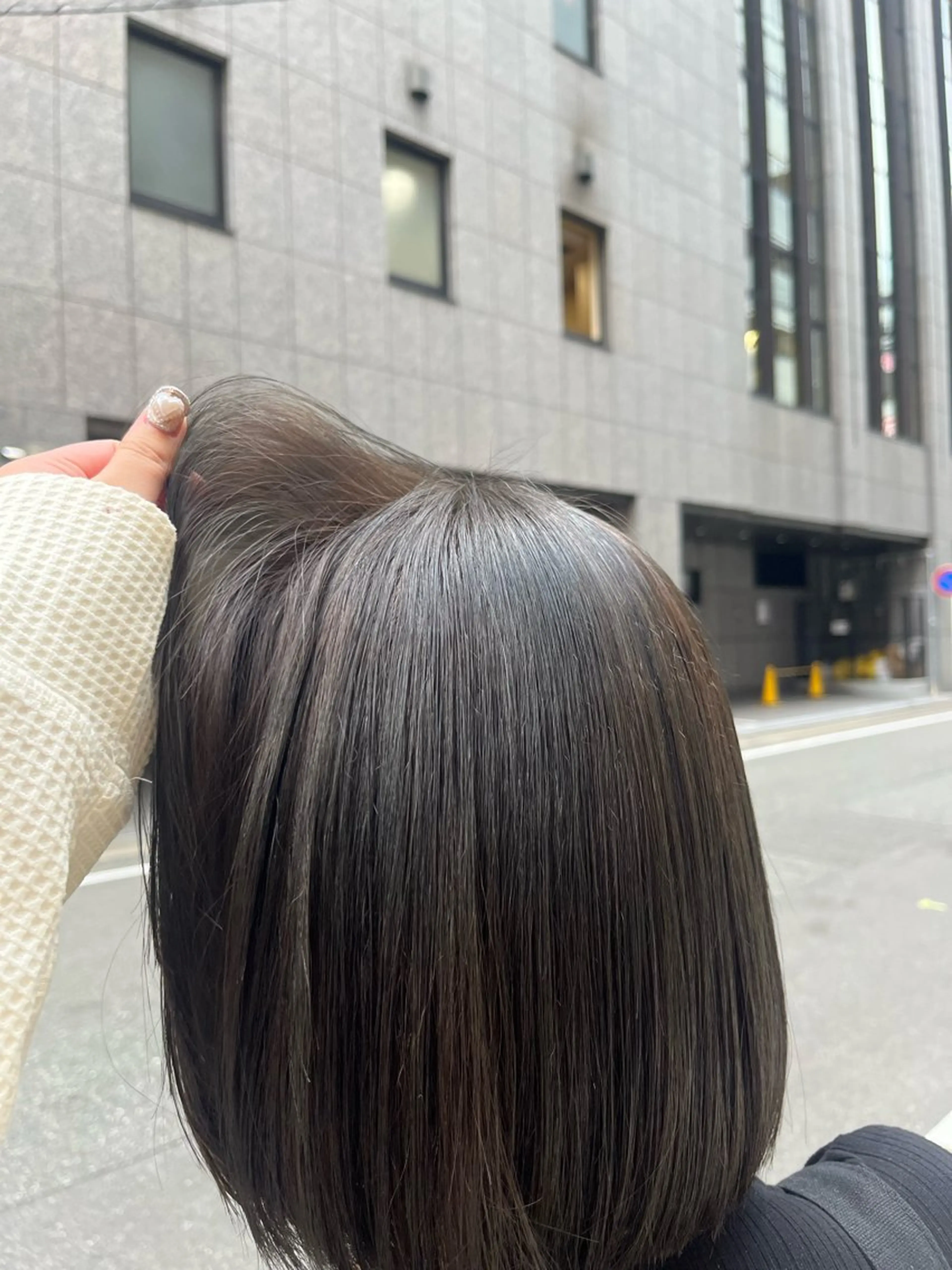 カラー グレージュ オリーブグレージュ オリーブグレー ヘアカラー トリートメント こまつばらみお/レイ ヤー/ダブルカラーのヘアスタイル