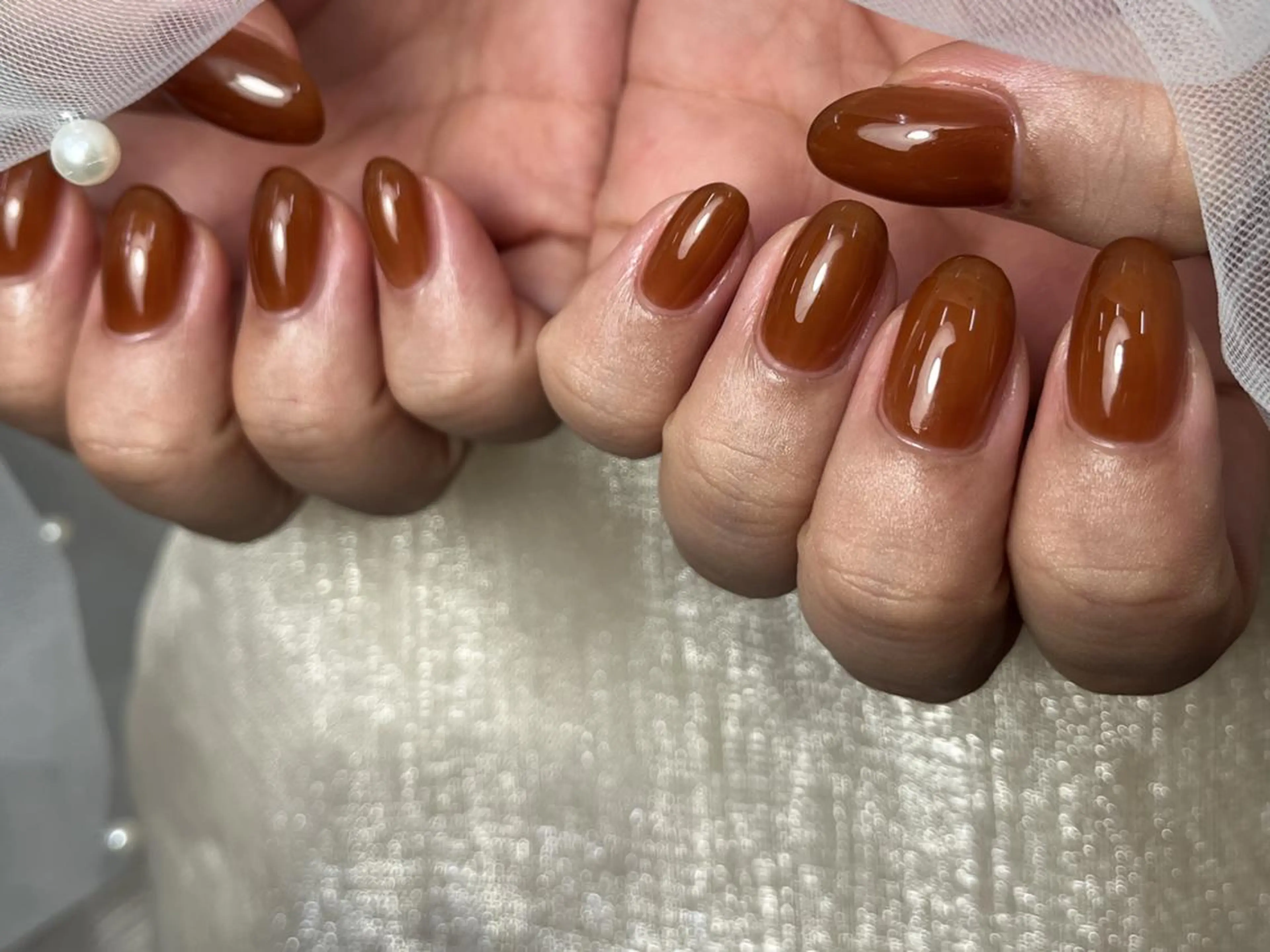 ネイル ブラウン ラメ(グリッター) シンプルネイル ハンドネイル ToliyDeliy Nail Salonのネイルデザイン