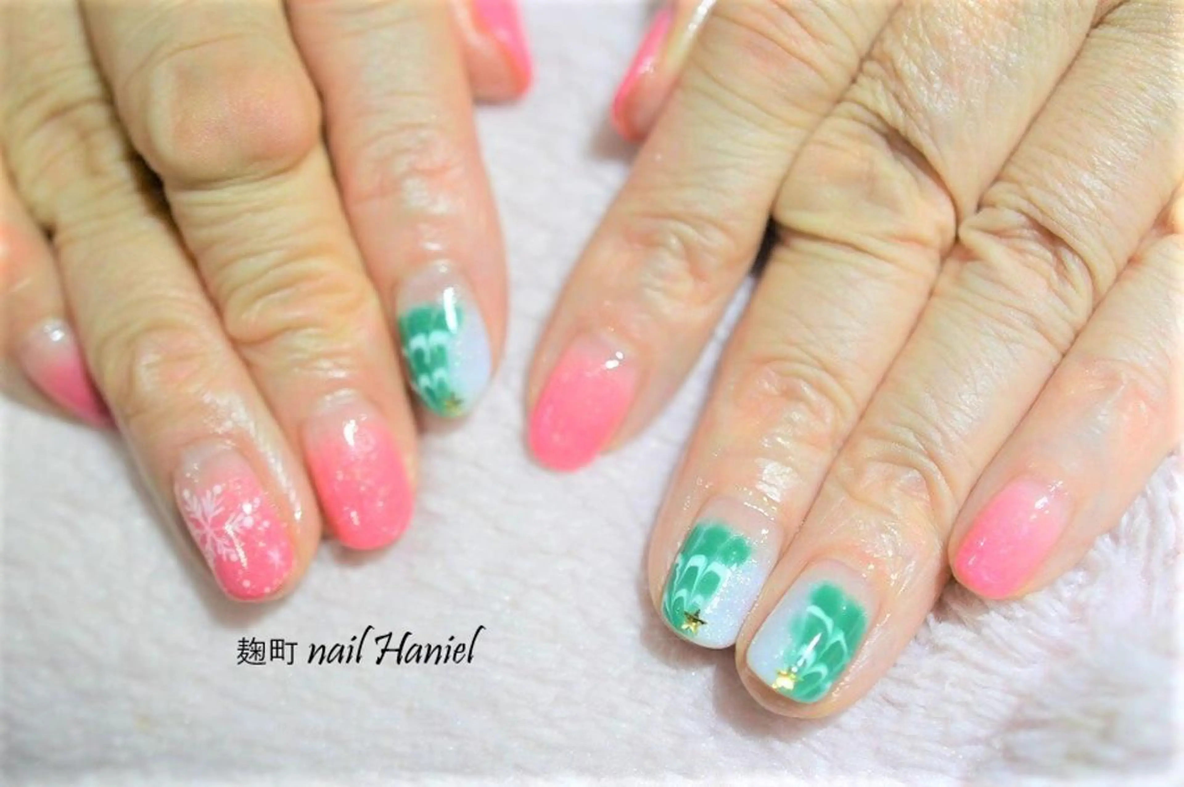 ネイル アートネイル ジェルネイル パラジェル 冬ネイル クリスマス nail Haniel所属・半蔵門サロンハニエル 魅神 ちよのネイルデザイン
