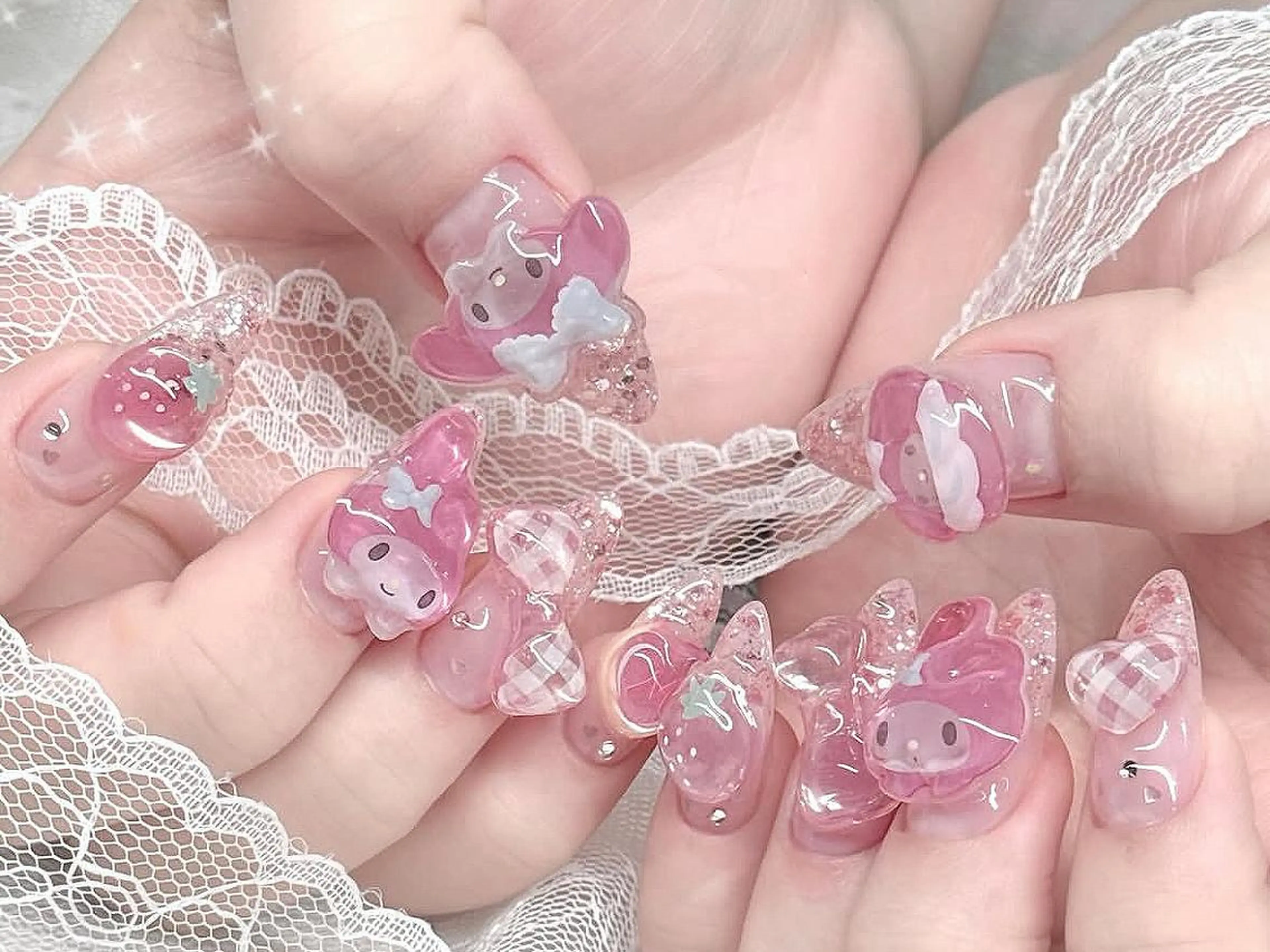 【無料ではありません】モニター募集✨最大半額セール！長さ出し、デザイン、定額トレンド、ワンホンネイル、韓国中華ゴテゴテの写真