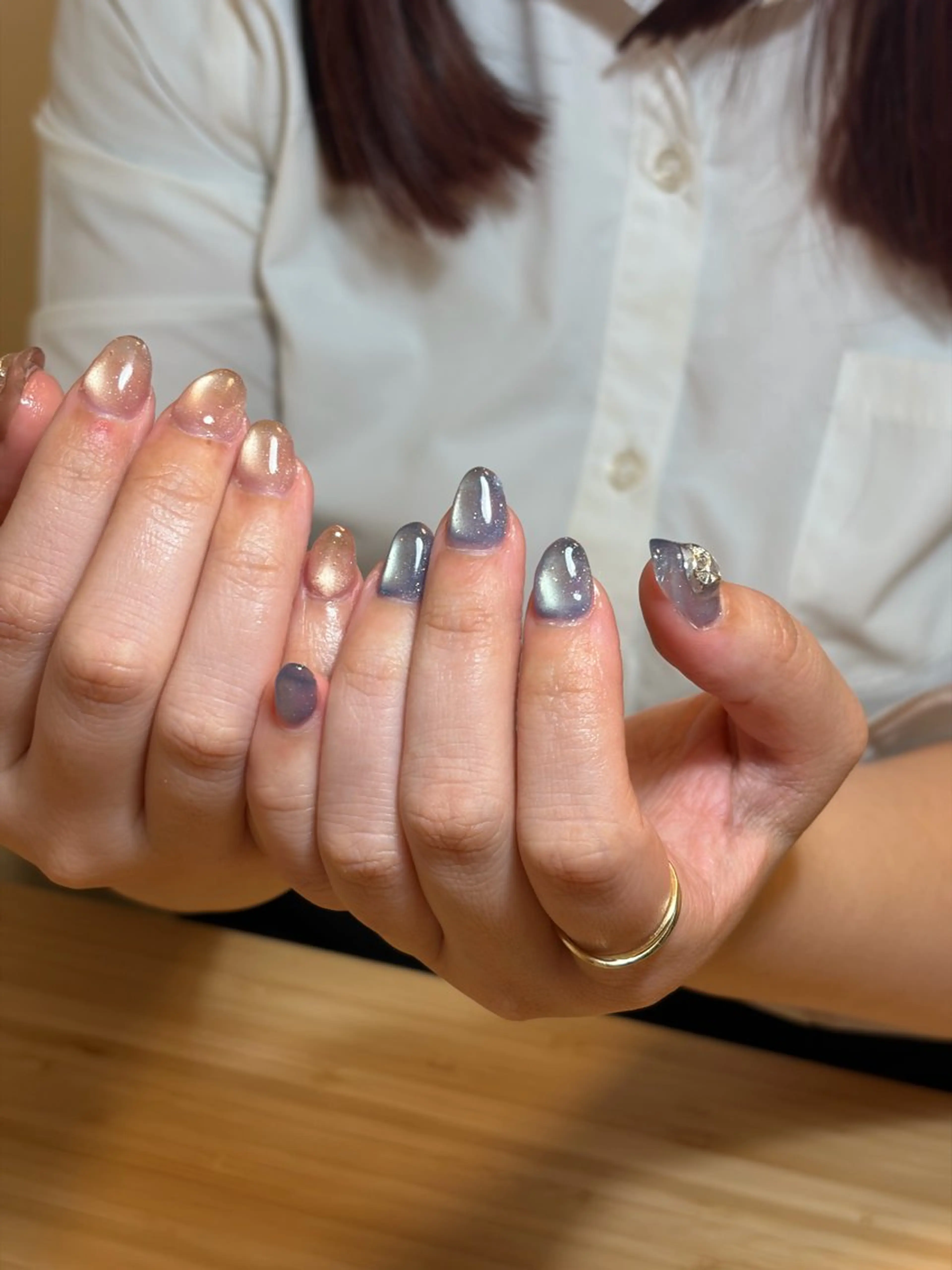 ネイル マグネットネイル マグネットワンカラー ワンカラーネイル ハンドネイル Bei nail MIKIのネイルデザイン