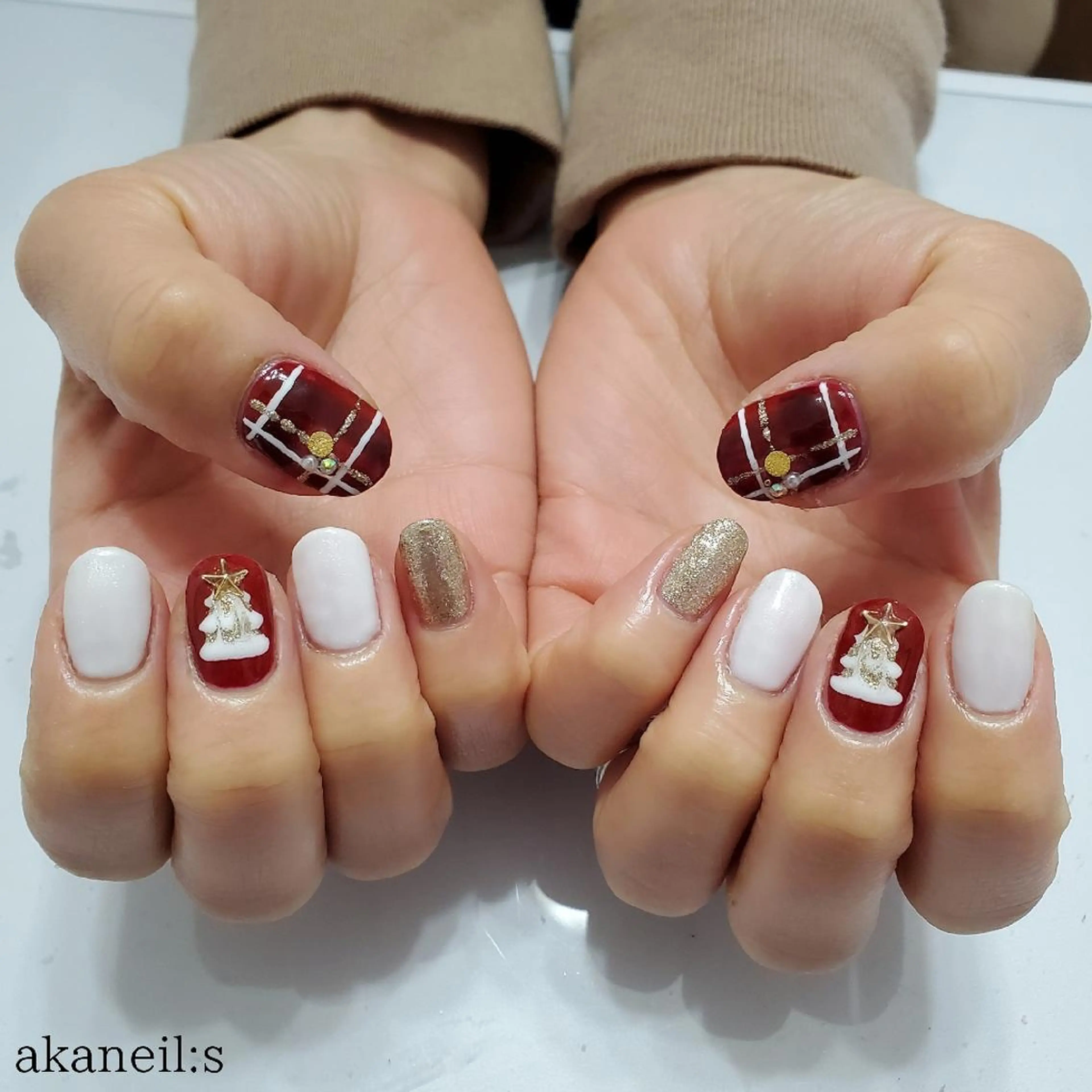 ネイル 持ち込み 冬ネイル クリスマス 【akaneils】 アカネのネイルデザイン