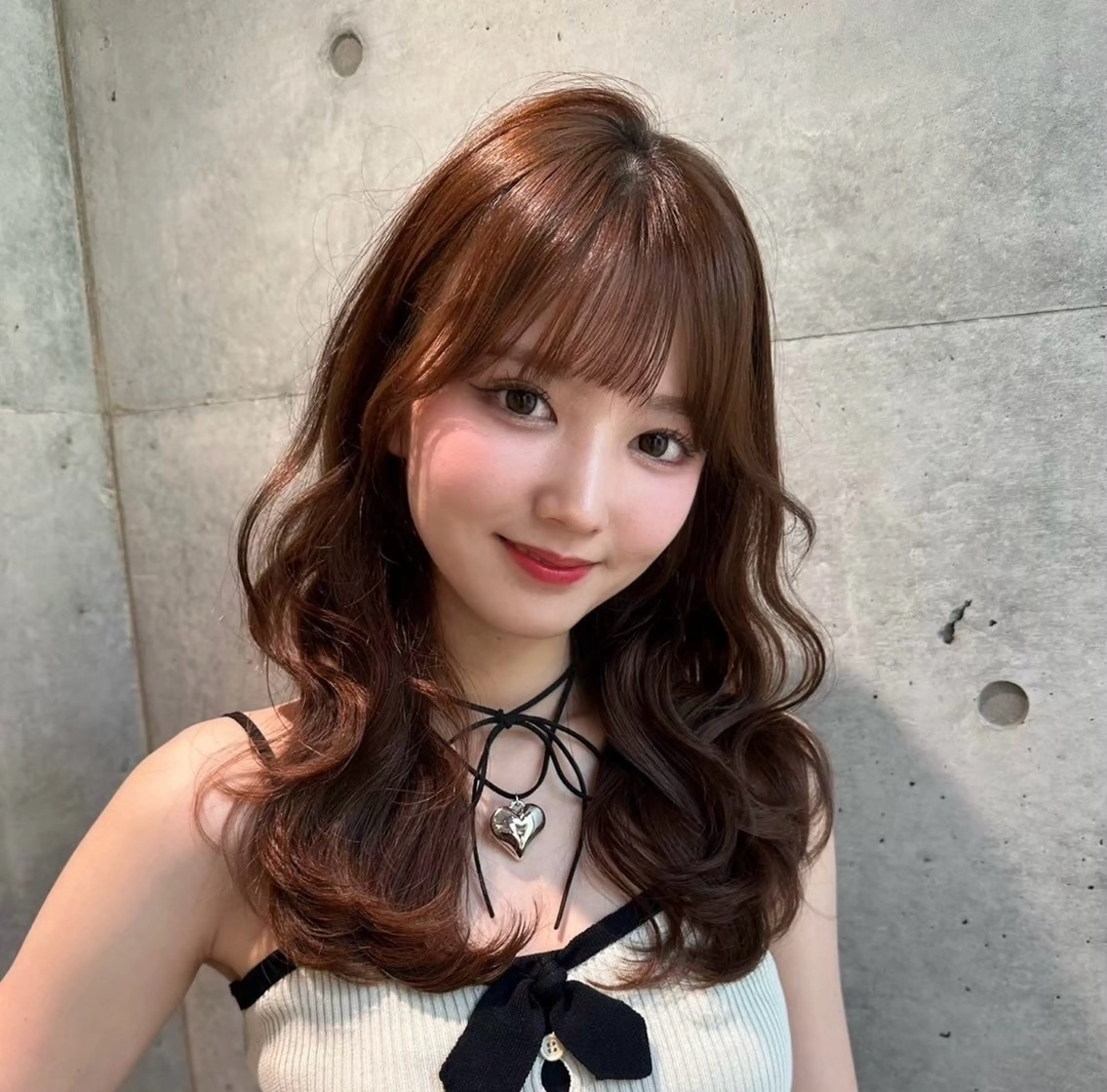 セミロング ピンクブラウン 髪質改善 韓国風ヘア ヘアカラー Lond Role所属・ブリーチなしカラー shizuka🎀のヘアスタイル