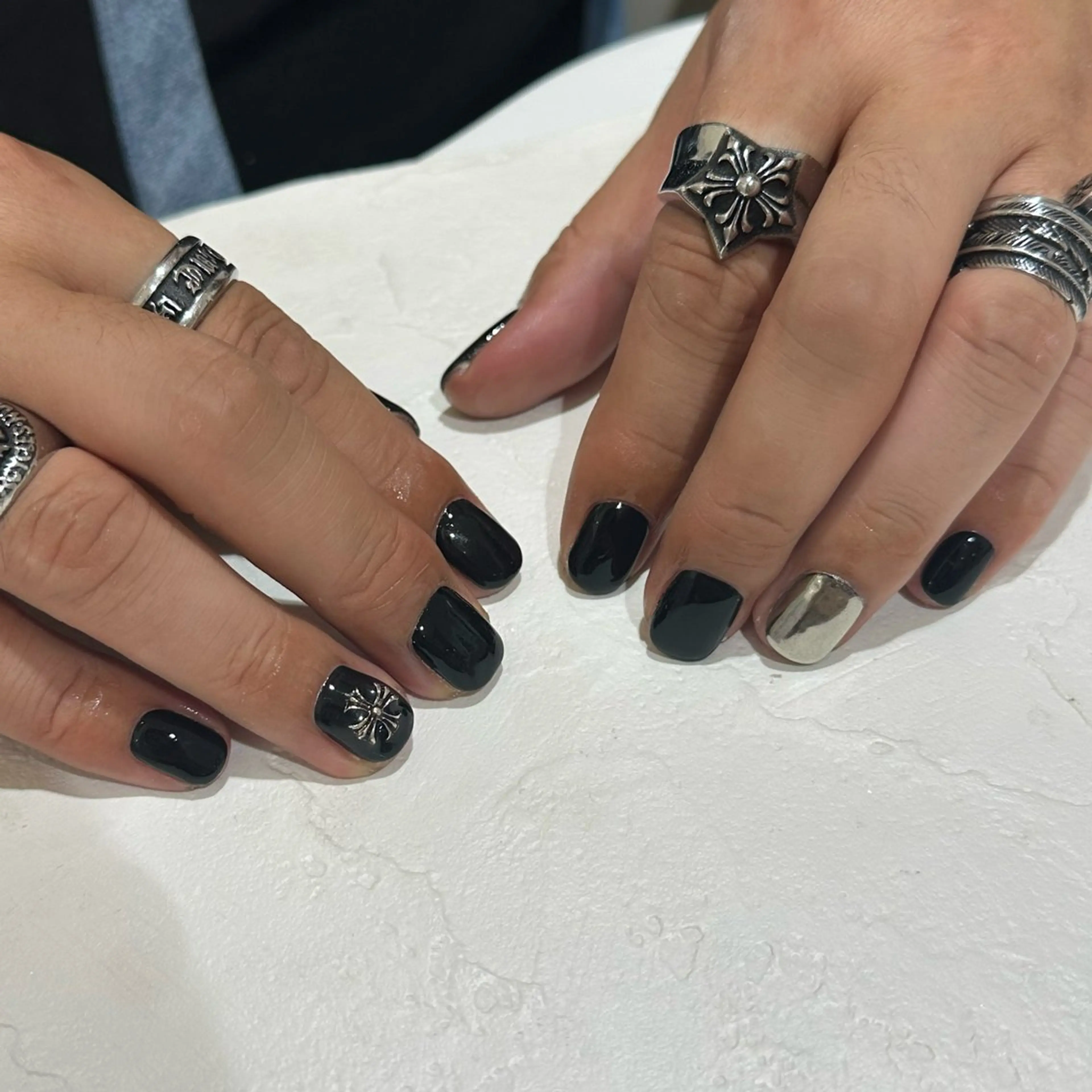 ネイル マグネットネイル メンズネイル ミラーネイル ワンカラーネイル ハンドネイル Ray nail natsu🎀のネイルデザイン