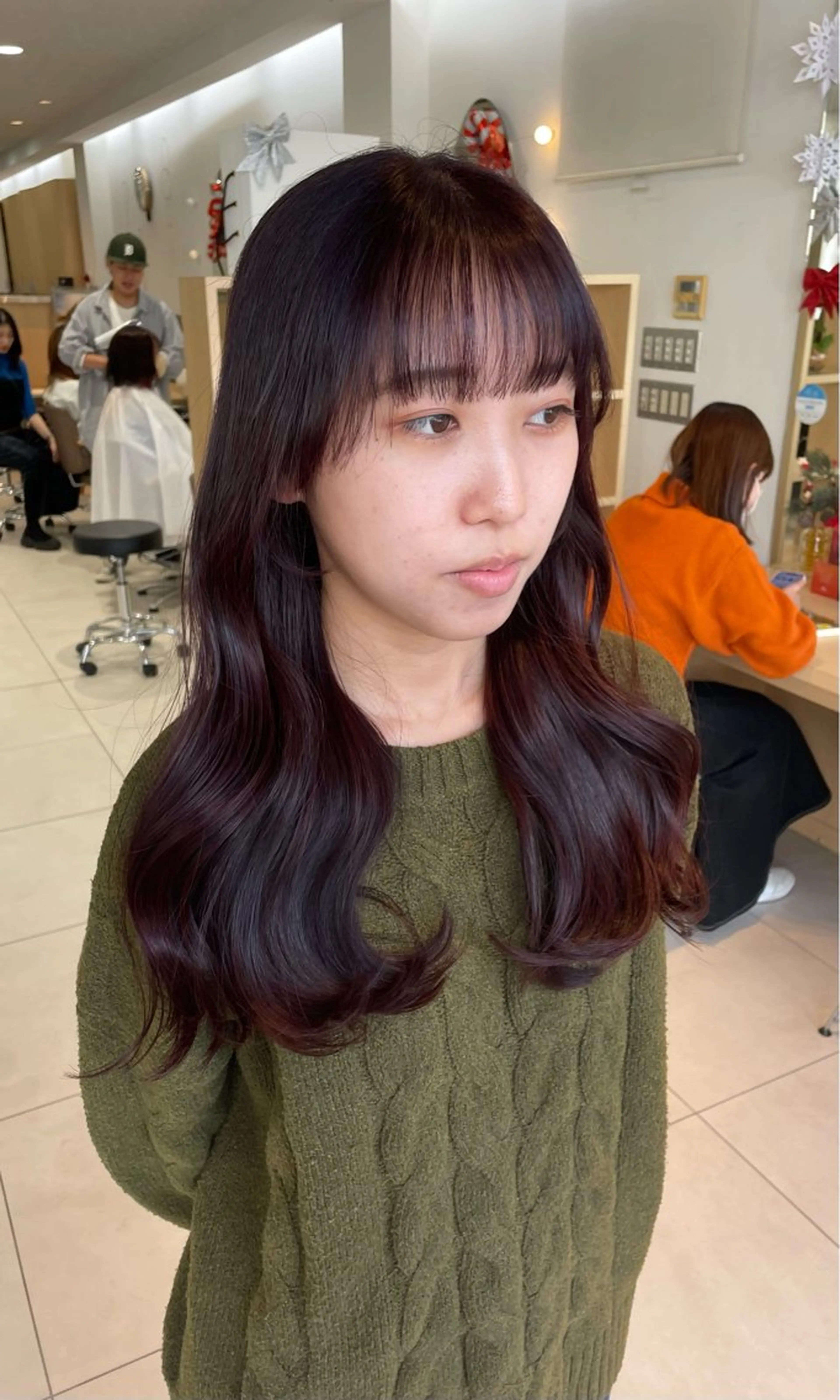 ロング 顔まわりレイヤー 姫カット 韓国風ヘア レイヤーカット ロング カット ヘアカラー nuu 栄所属・🧸SAKI🎀 韓国レイヤー/栄のヘアスタイル