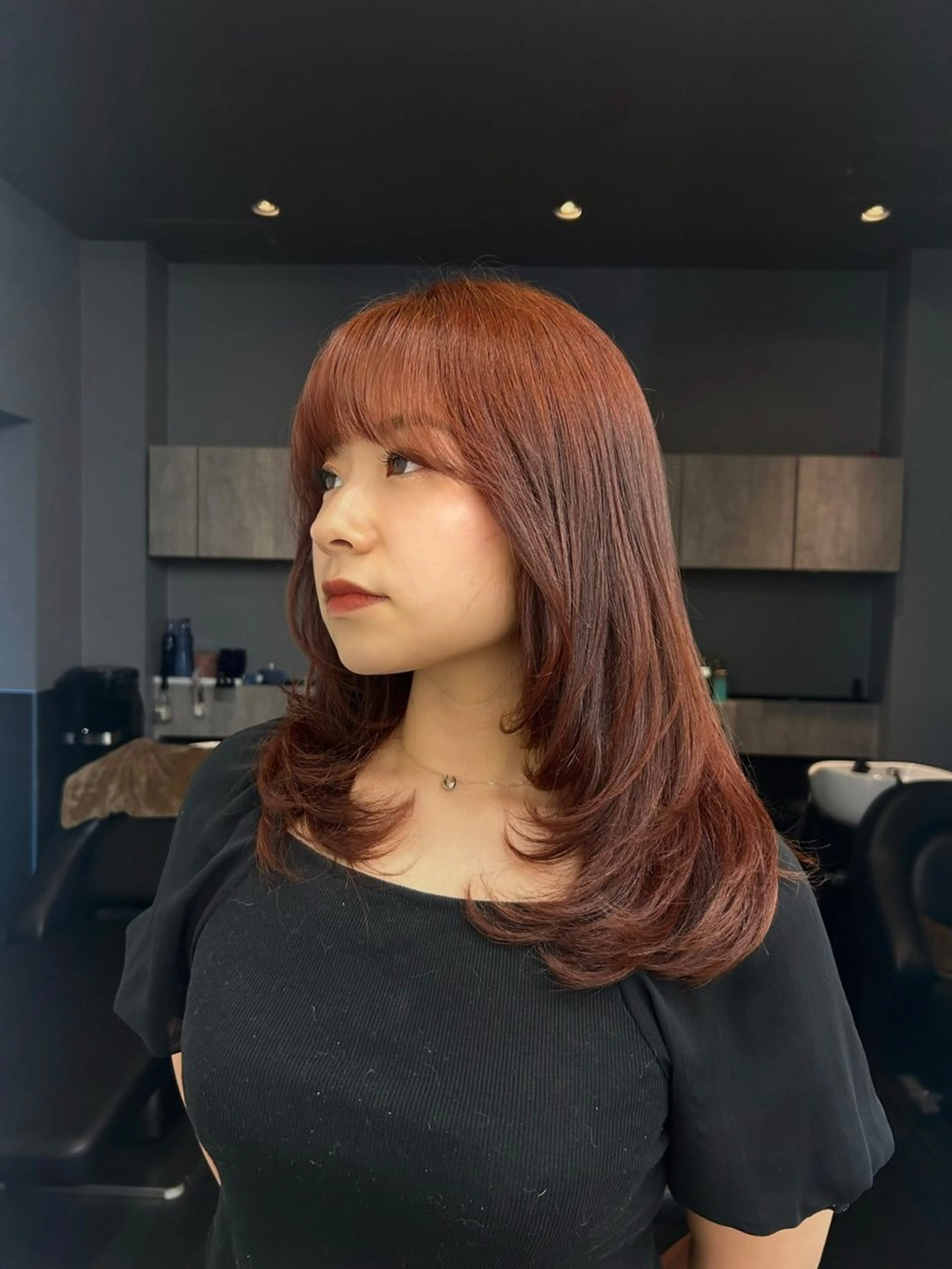ロング オレンジブラウン レイヤーカット カット ヘアカラー 大人レイヤー/艶髪 🇺🇸TOMONAのヘアスタイル