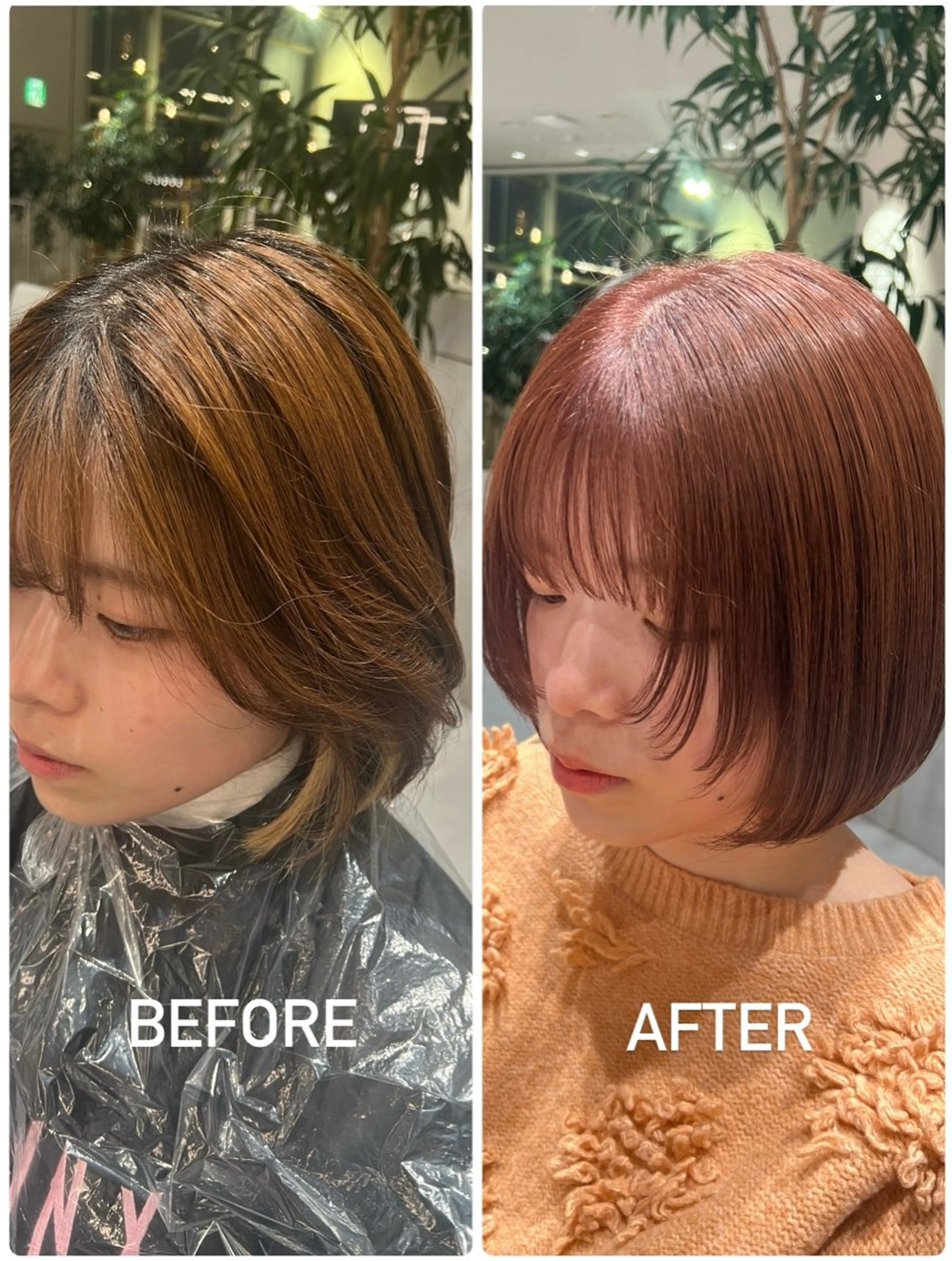 ミディアム カラー 透明感カラー トリートメント kako　ショート ボブのヘアスタイル
