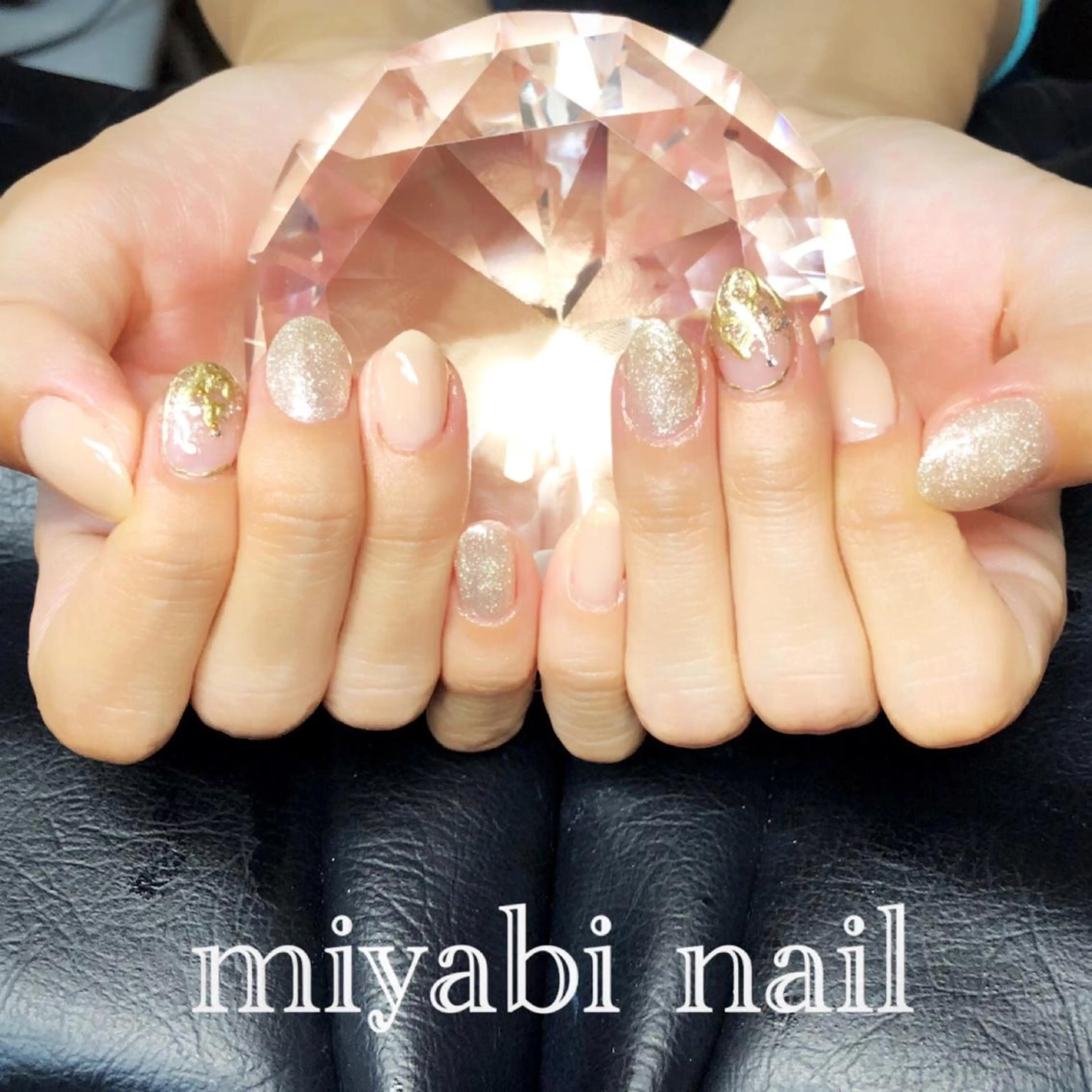 ネイル アートネイル ジェルネイル ラメ(グリッター) 持ち込み ブライダルネイル ハンドネイル miyabi nail 桂川駅近くのネイルデザイン