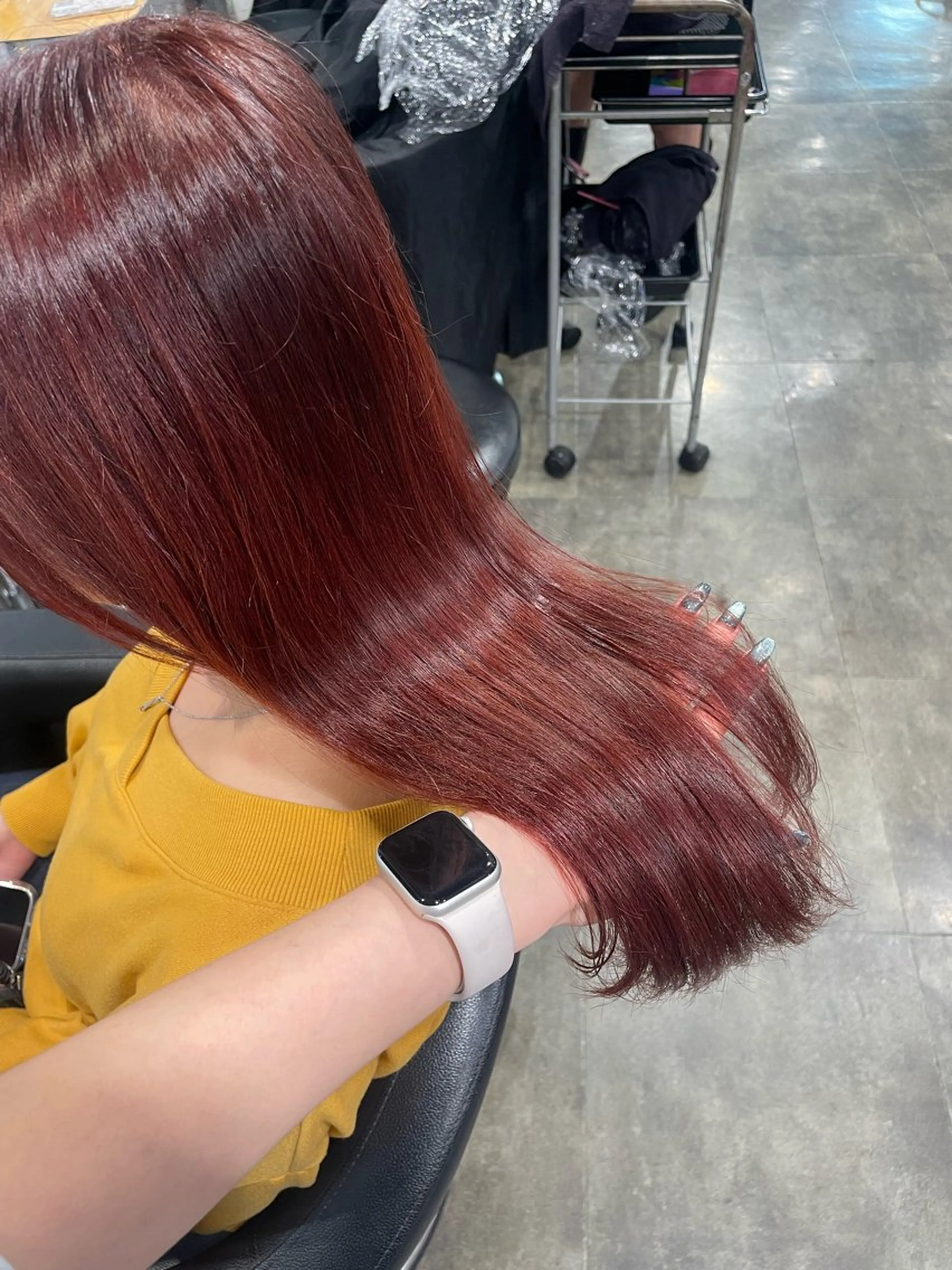 ロング カット ヘアカラー ハイトーンブロンド 横浜💞ミオのヘアスタイル