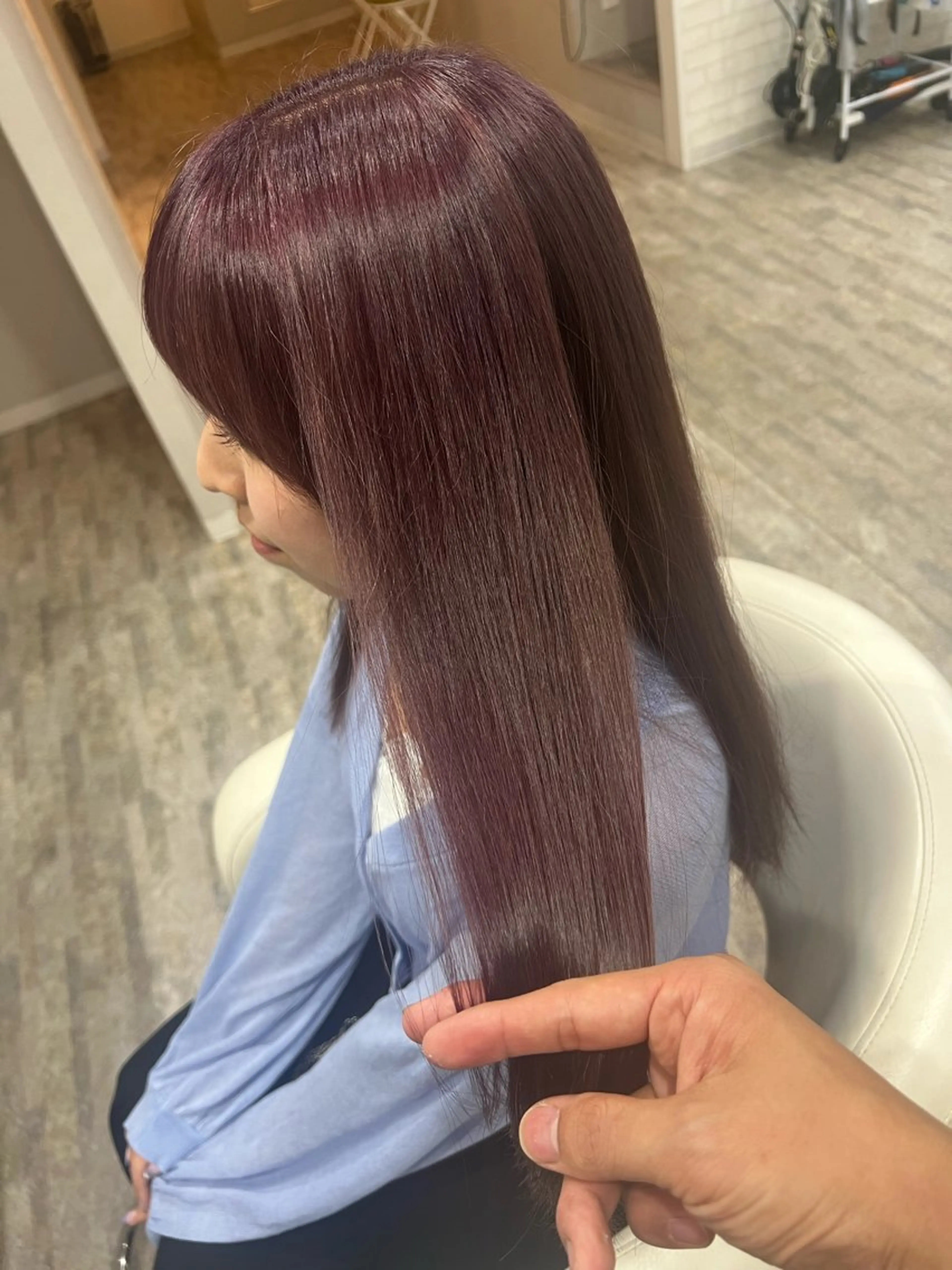 ロング カット ヘアカラー トリートメント 髪質改善 貸切サロンのヘアスタイル