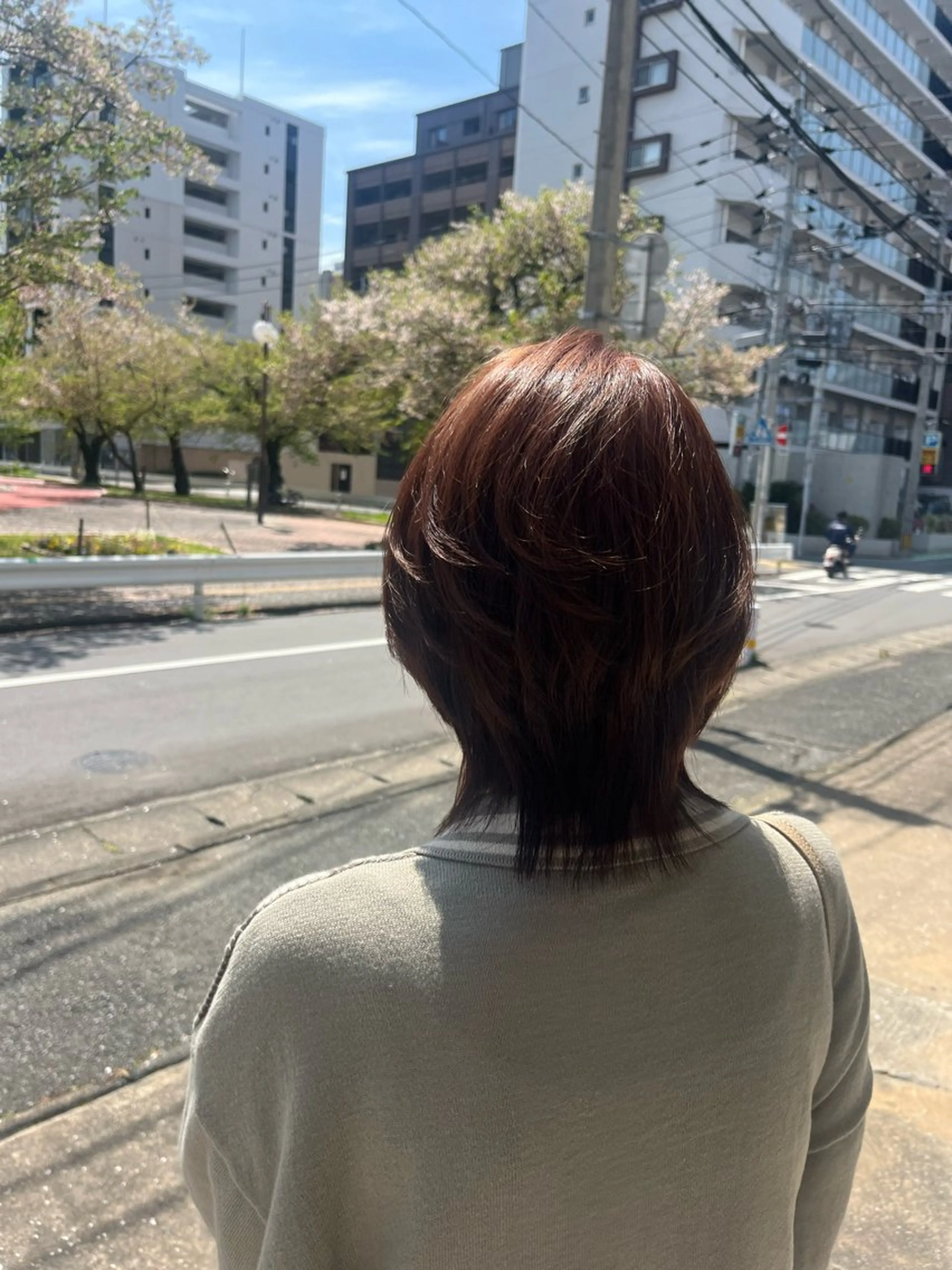 ミディアム くびれヘア くびれレイヤー レイヤーカット カット 似合わせカット✂︎ ハイライトカラー🩵のヘアスタイル