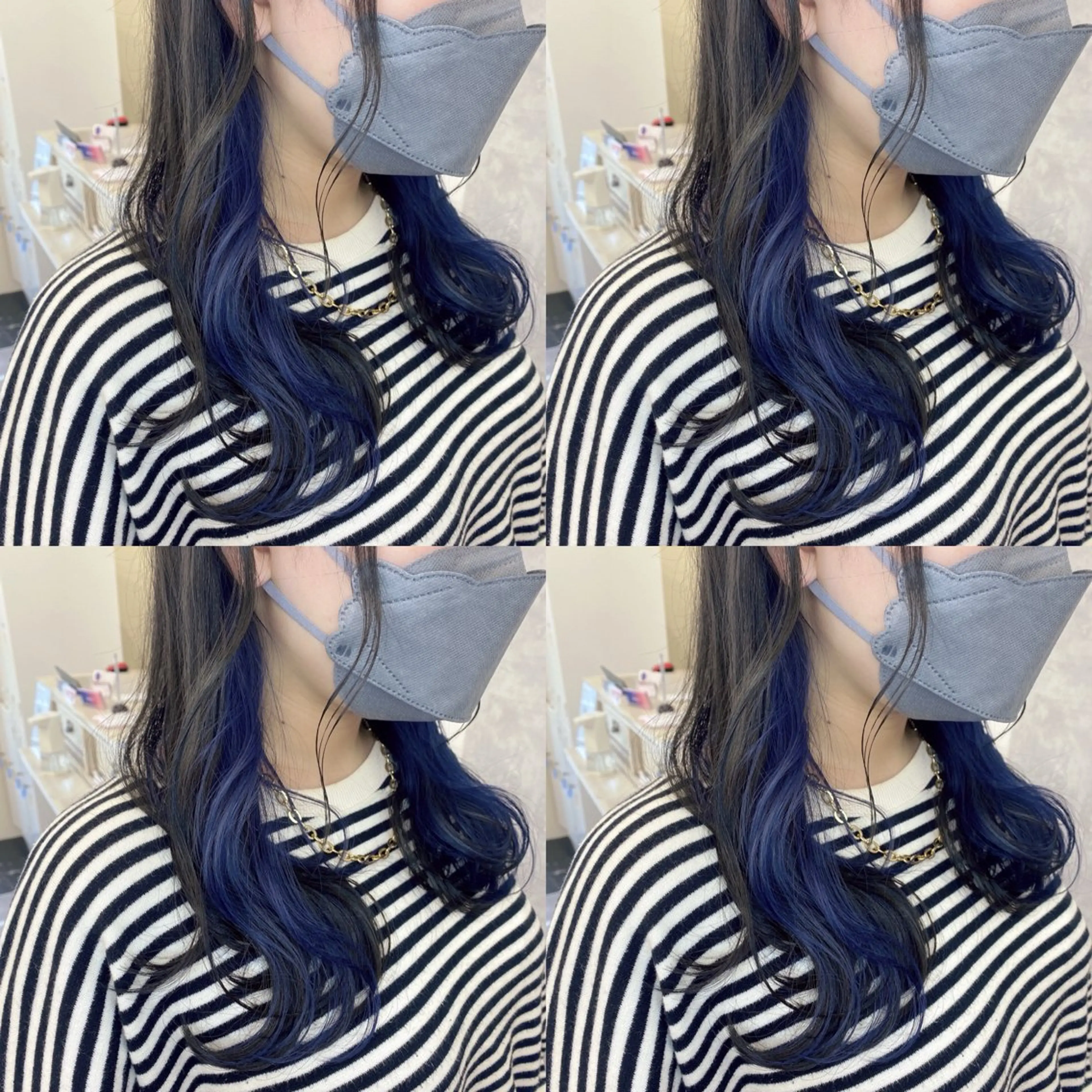 ロング カラー ヘアアレンジ ブルーカラー Gemini MISAKIのヘアスタイル