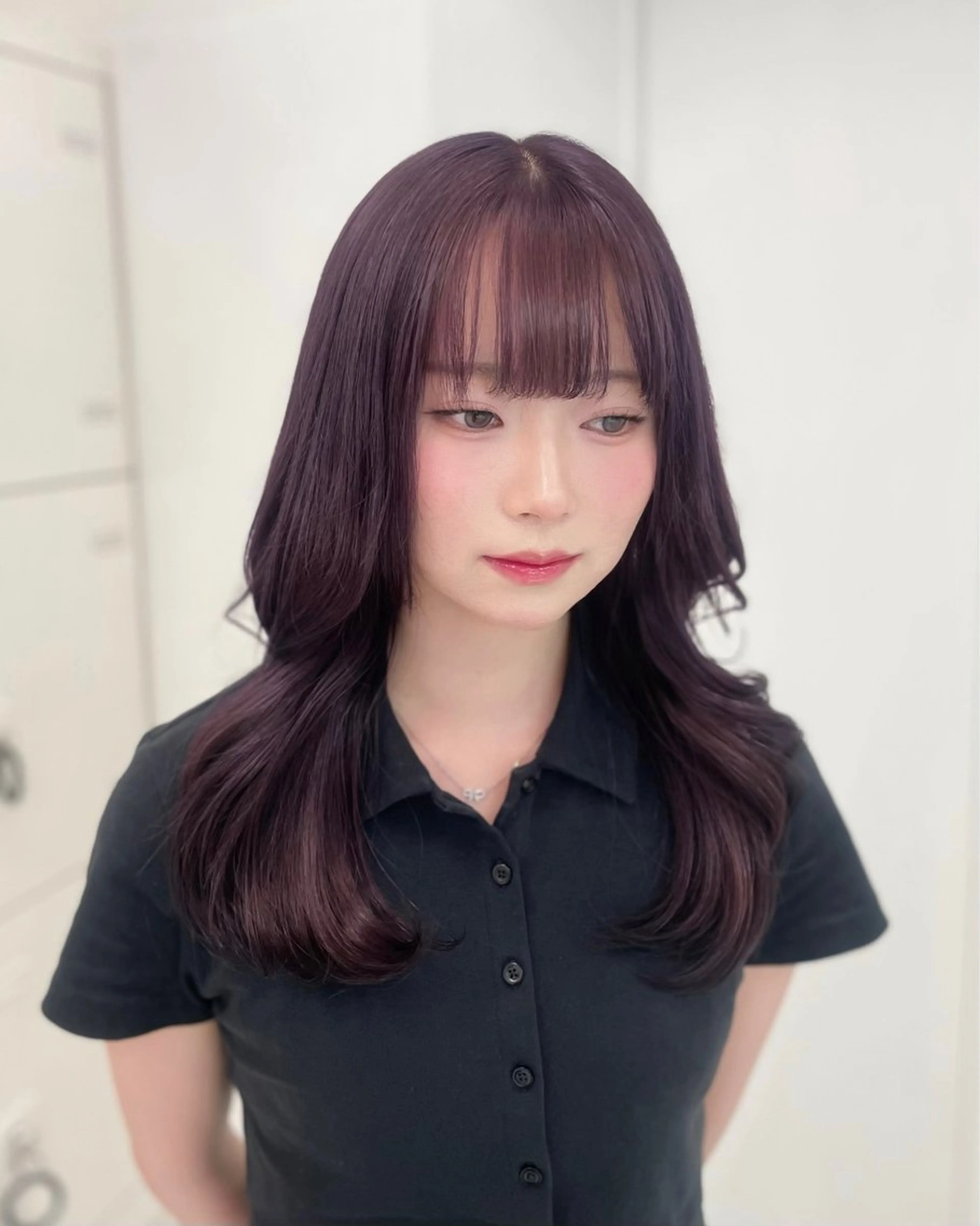 セミロング カラー ヘアカラー トリートメント ヘッドスパ うる艶韓国ヘア 🤍りんのヘアスタイル