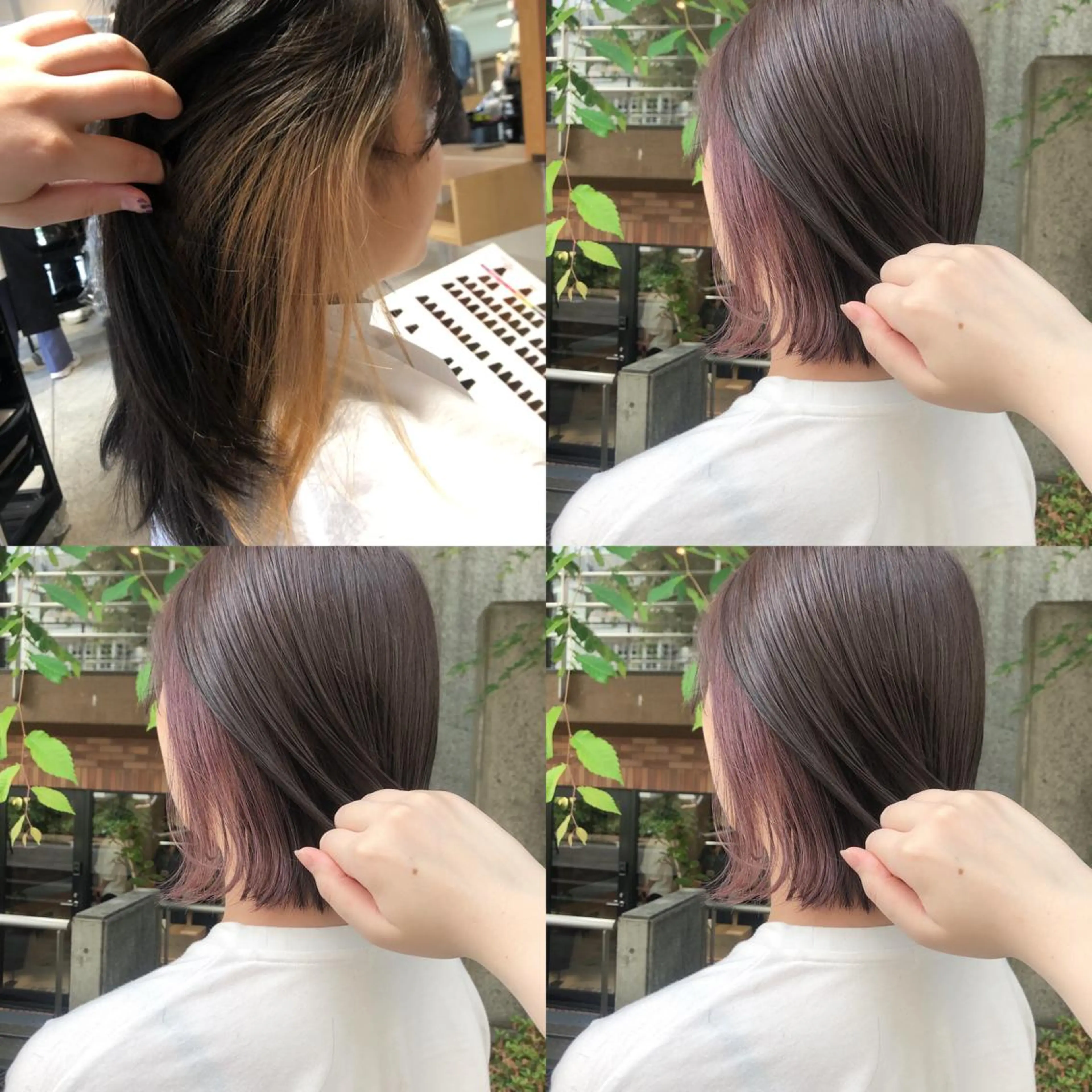 カラー グレージュ インナーカラー ピンクカラー 💗モテ髪 ハイトーンあや💗のヘアスタイル