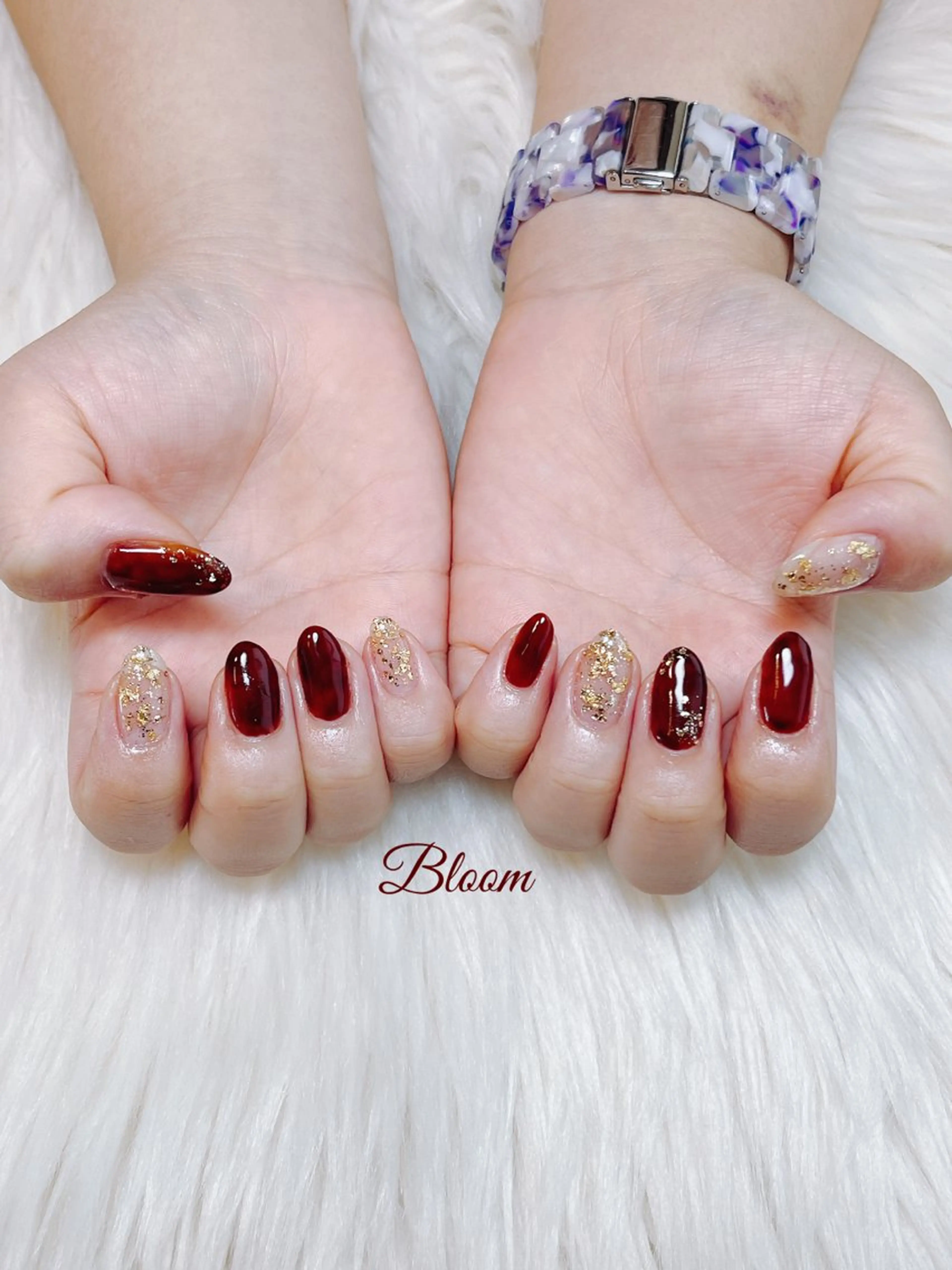 ネイル べっ甲ネイル ジェルネイル キラキラネイル 持ち込み オフィスネイル ハンドネイル Bloom Nail Salonのネイルデザイン