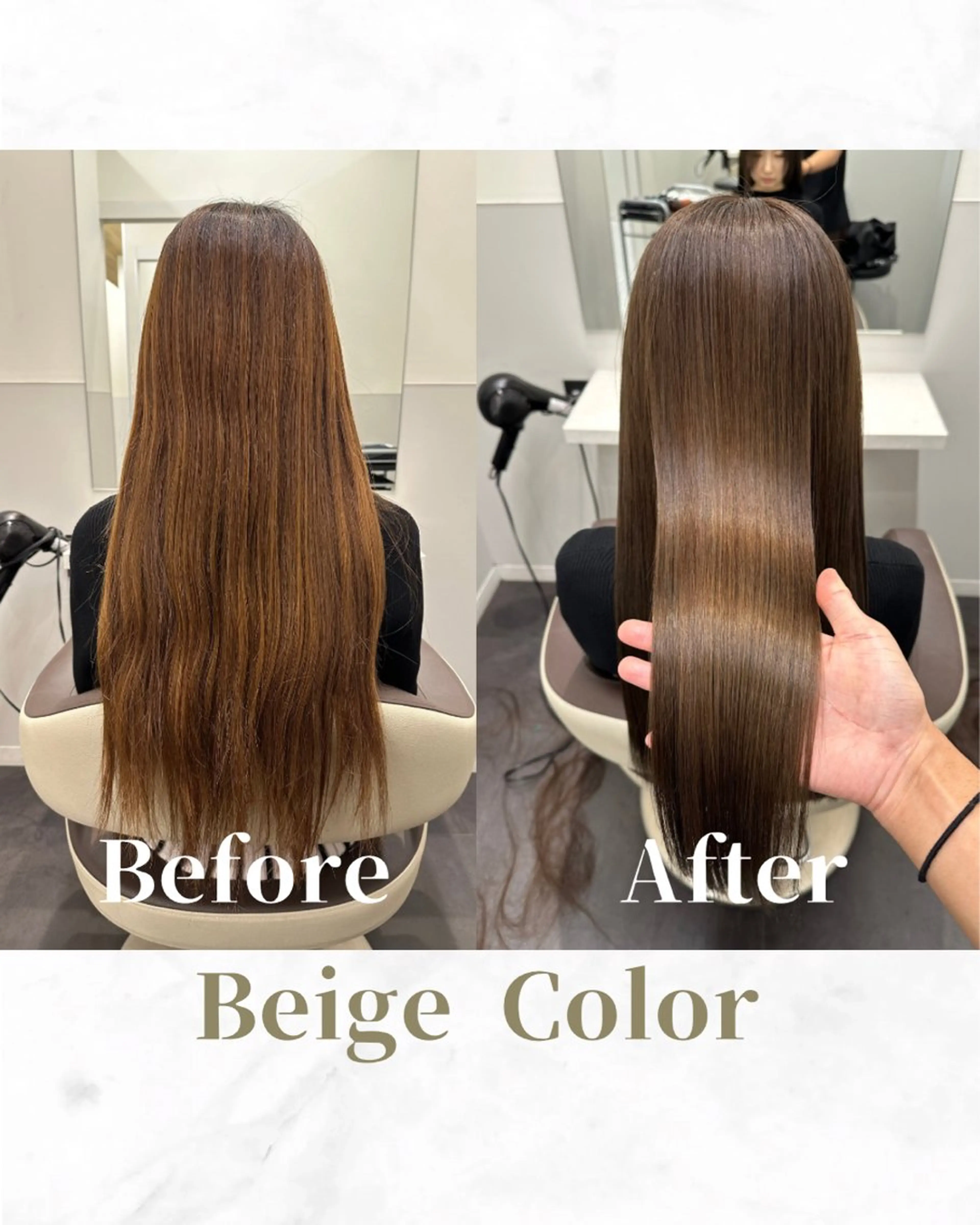 ロング カラー ベージュカラー ブリーチ ブラウンカラー ミルクティーベージュ ブリーチなしカラー カット ヘアカラー トリートメント 【レイヤー/韓国風 /髪質改善】RINのヘアスタイル