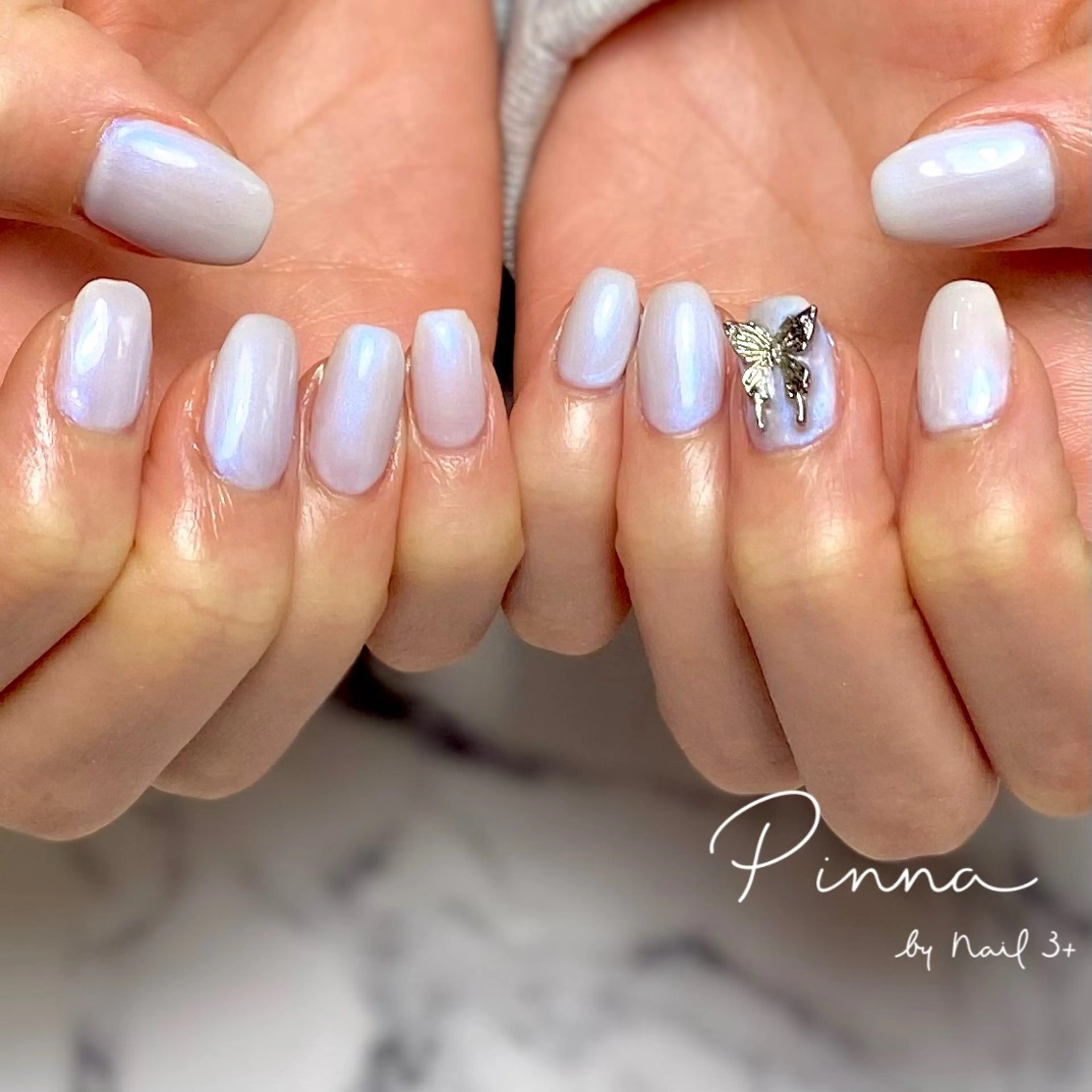 ネイル ブルー ラメ(グリッター) シルバー Pinna by nail3+所属・Mayu 🌷🦋のネイルデザイン