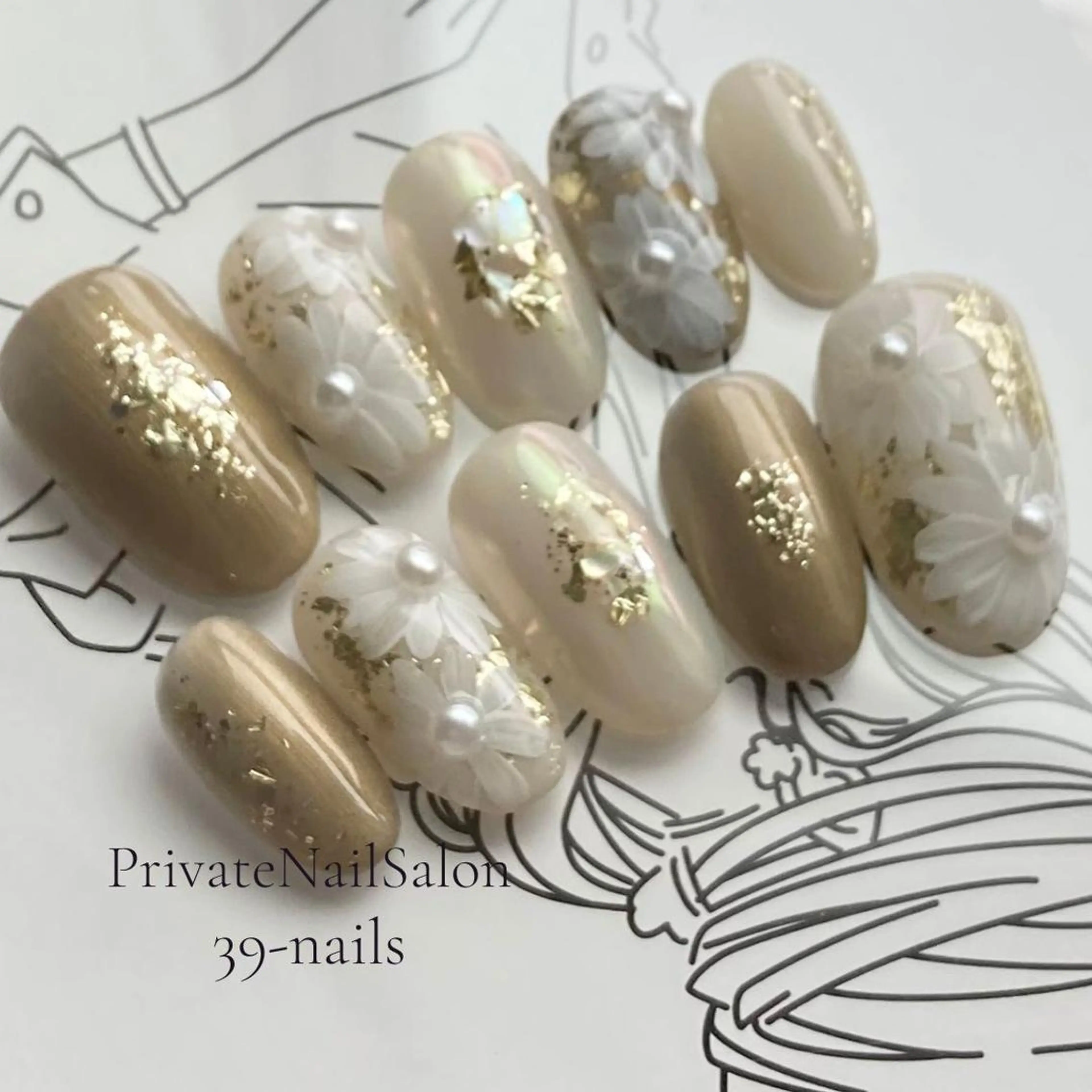 ネイル ジェルネイル パラジェル ブライダルネイル 39-nails EharaMikuのネイルデザイン