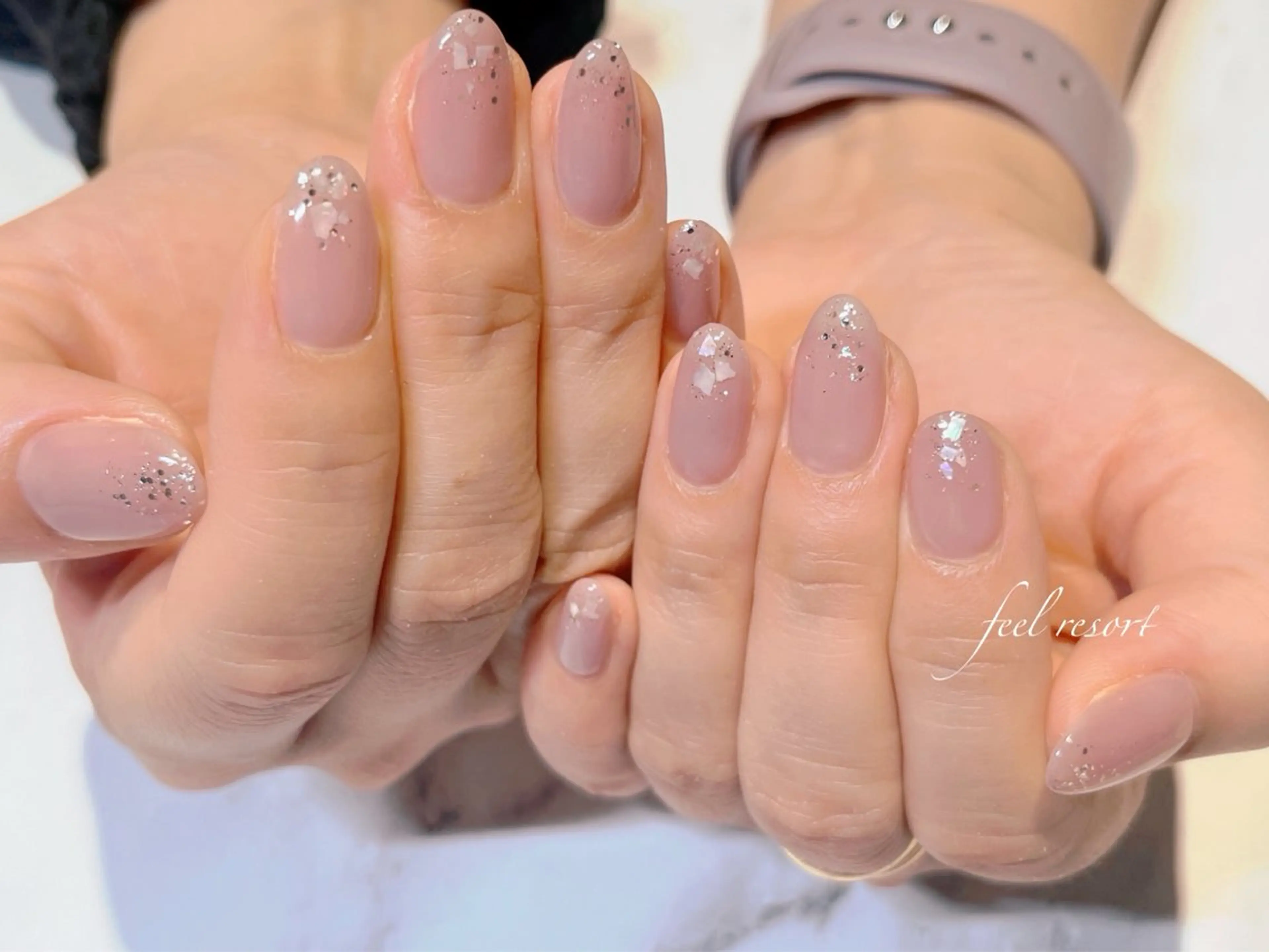 ネイル 長さ出し フットネイル フレンチネイル ジェルネイル ガラスフレンチ ハンドネイル Lien（リアン） 銀座駅6分のネイルデザイン