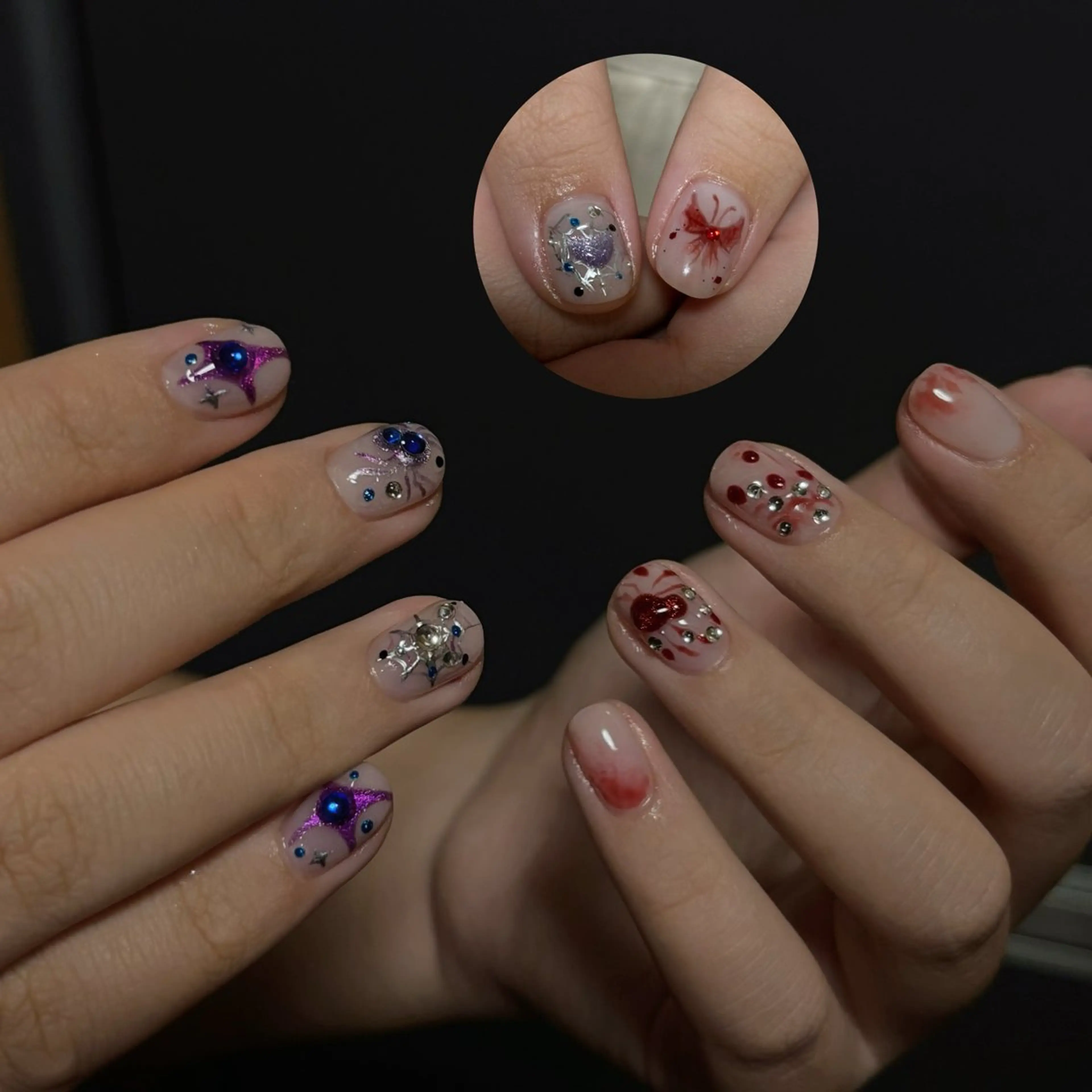 ネイル アートネイル フレンチネイル ジェルネイル ガラスフレンチ 韓国ネイル Kitty ^のネイルデザイン