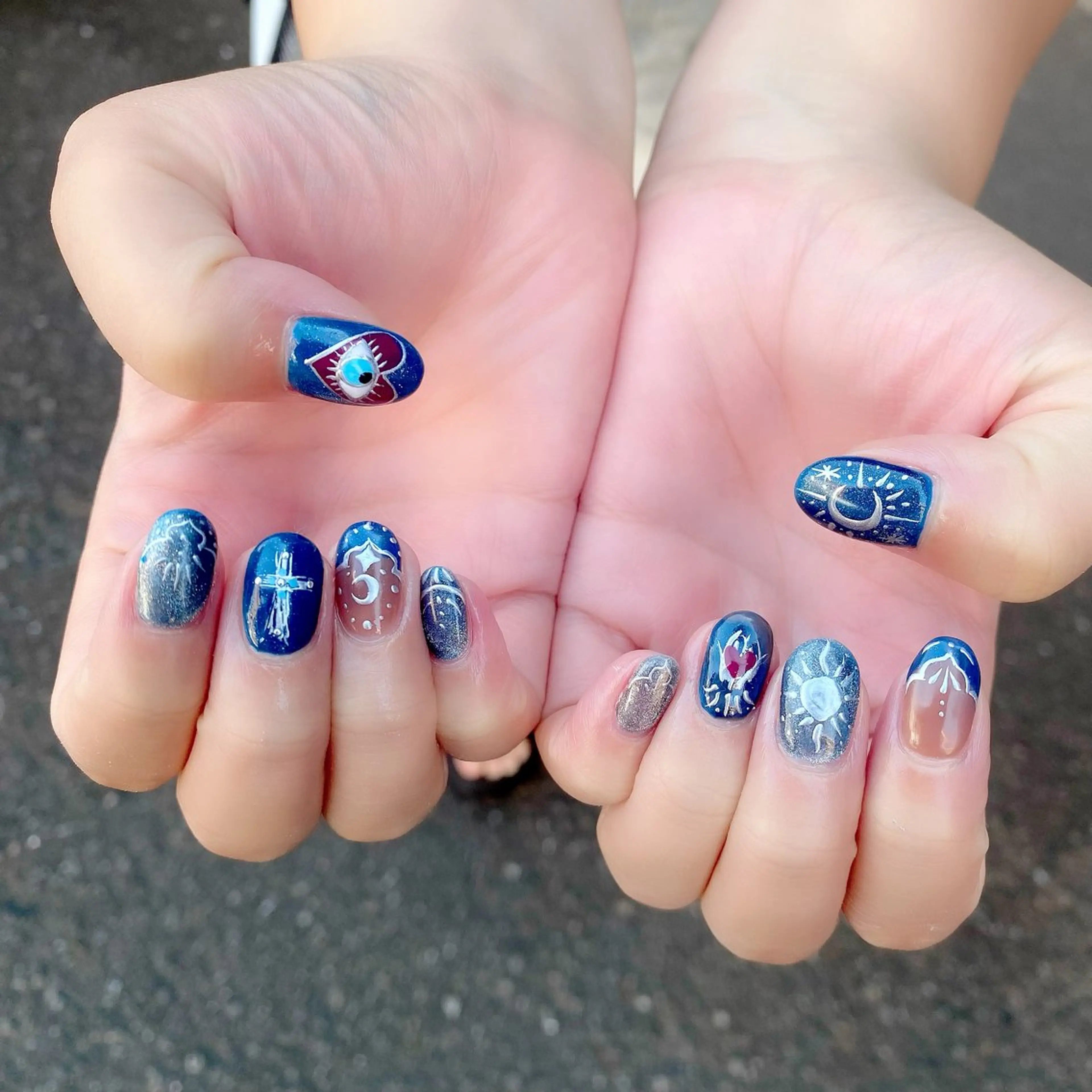 ネイル ブルー マグネットネイル Salon Ｋのネイルデザイン