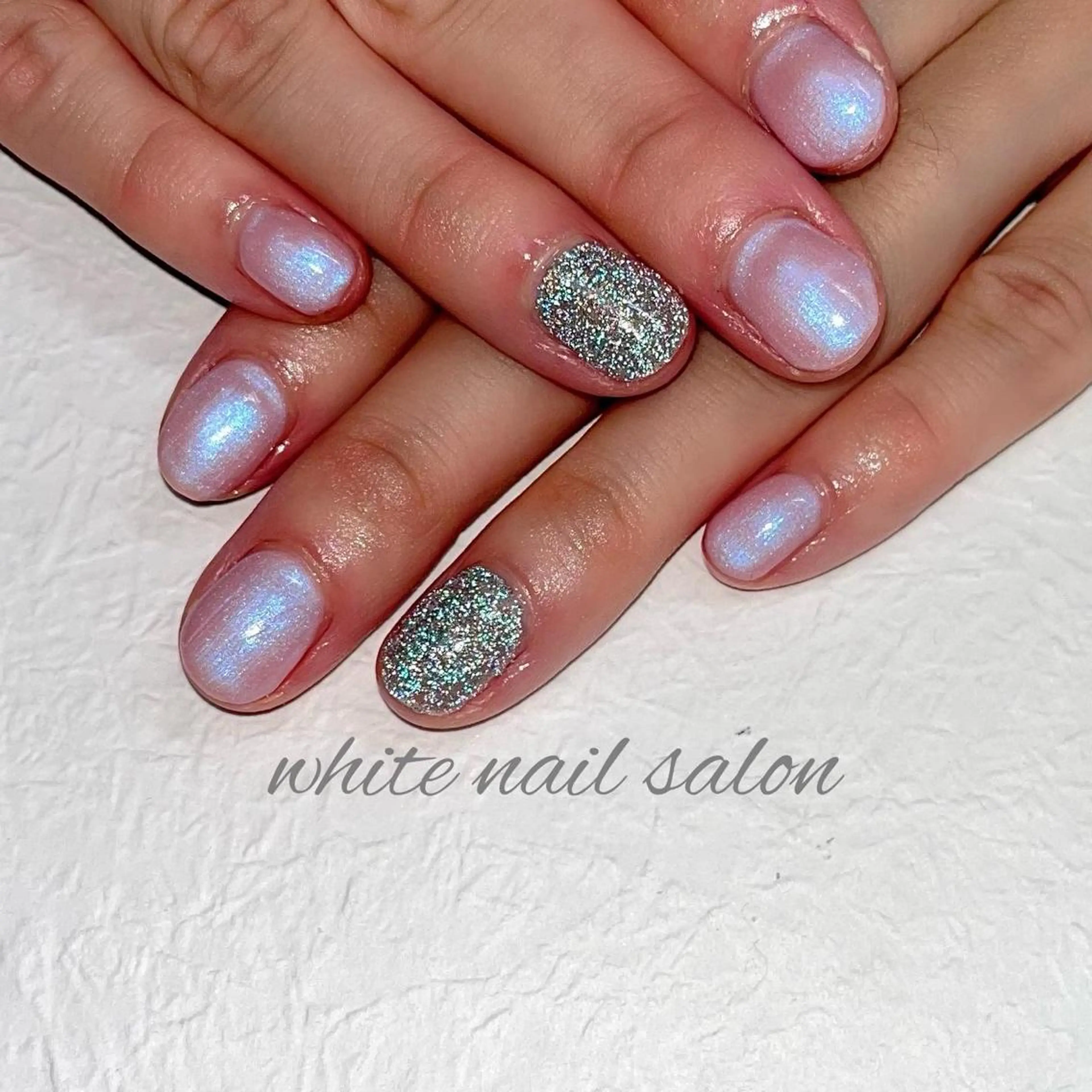 ネイル ジェルネイル ハードジェル ラメ(グリッター) 持ち込み シンプルネイル ハンドネイル white nail salonのネイルデザイン