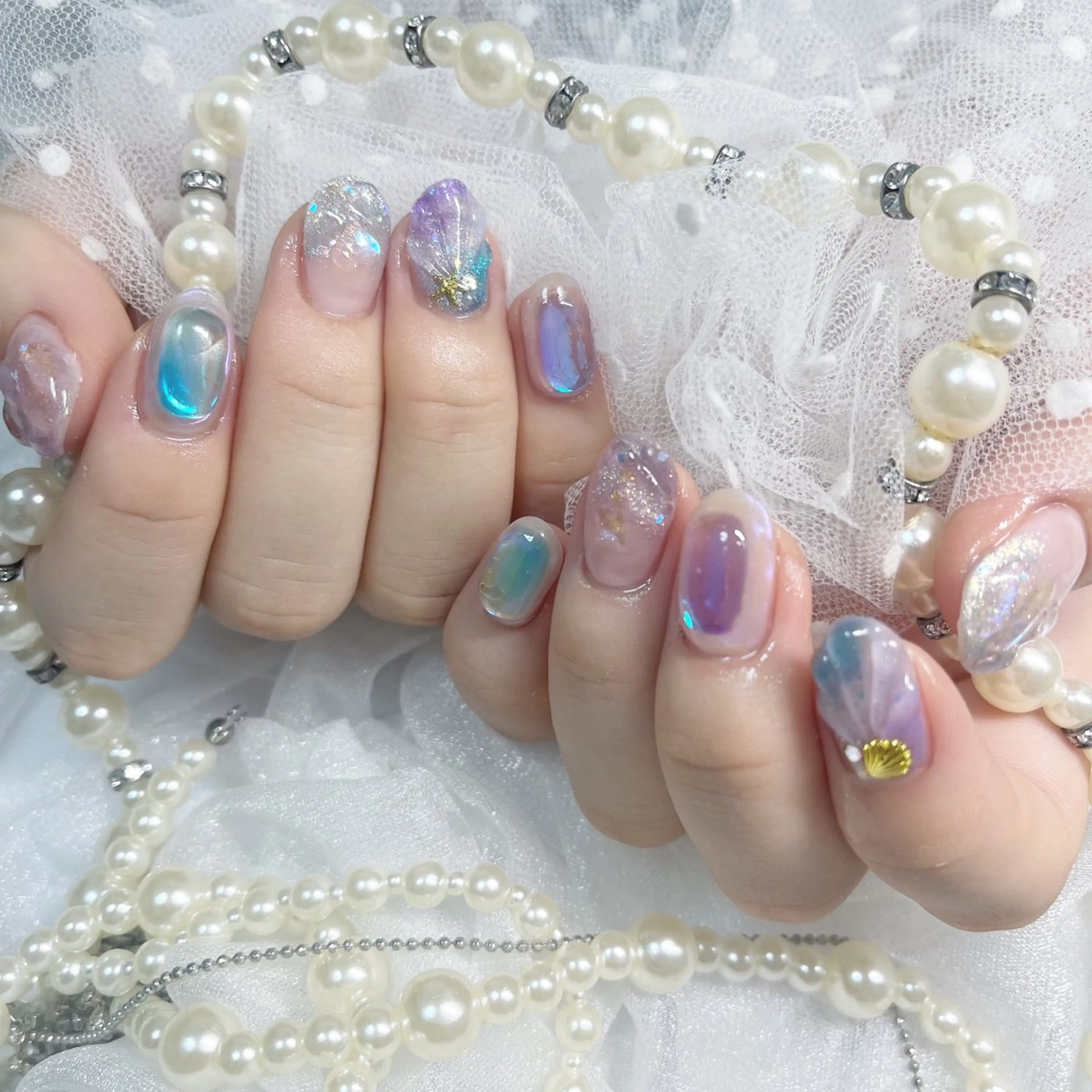 ネイル 氷ネイル・うるうるネイル ハンドネイル フットネイル honu nailのネイルデザイン