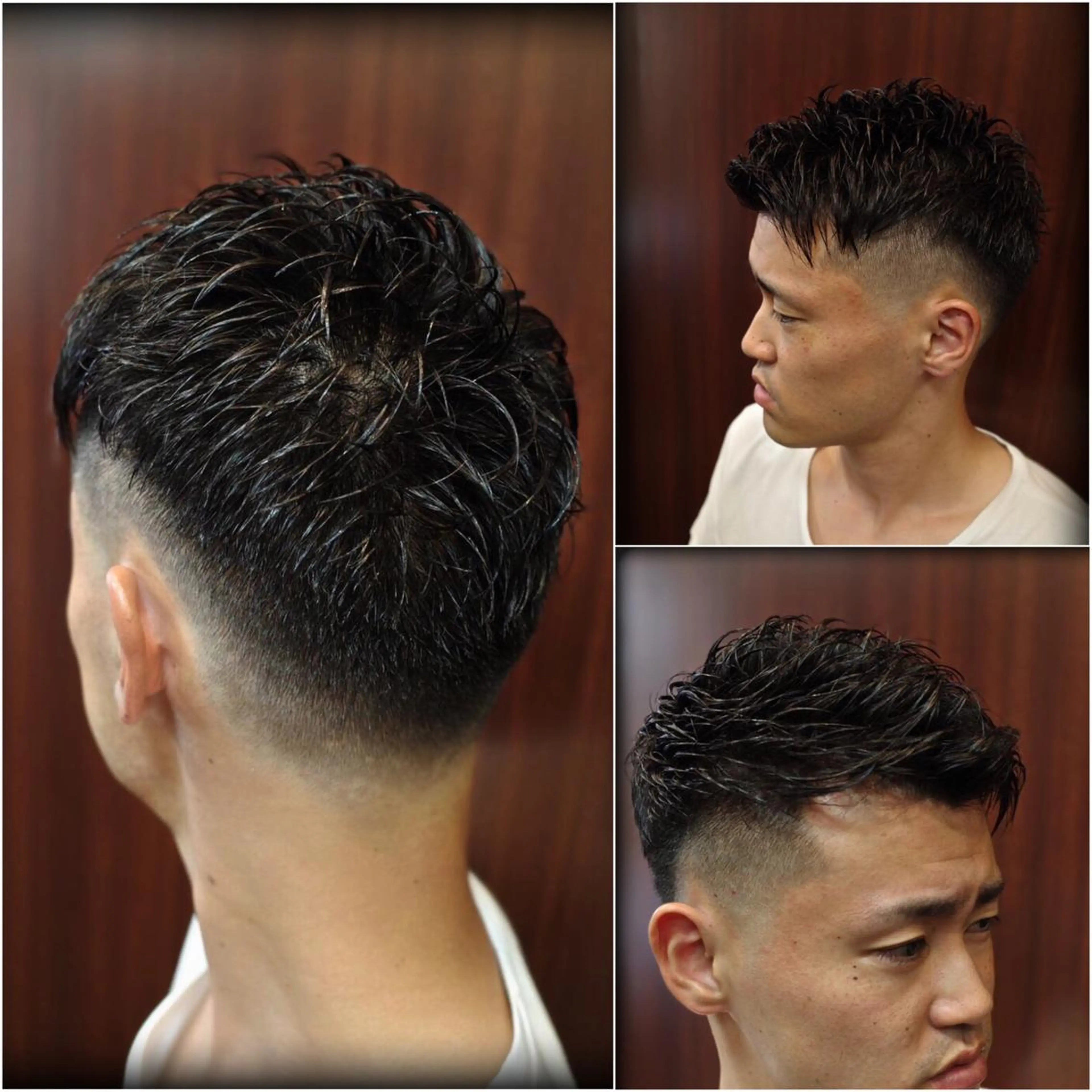 ショート メンズ フェードカット スキンフェード カット パーマ 銀座メンズ ビジネスショートのヘアスタイル
