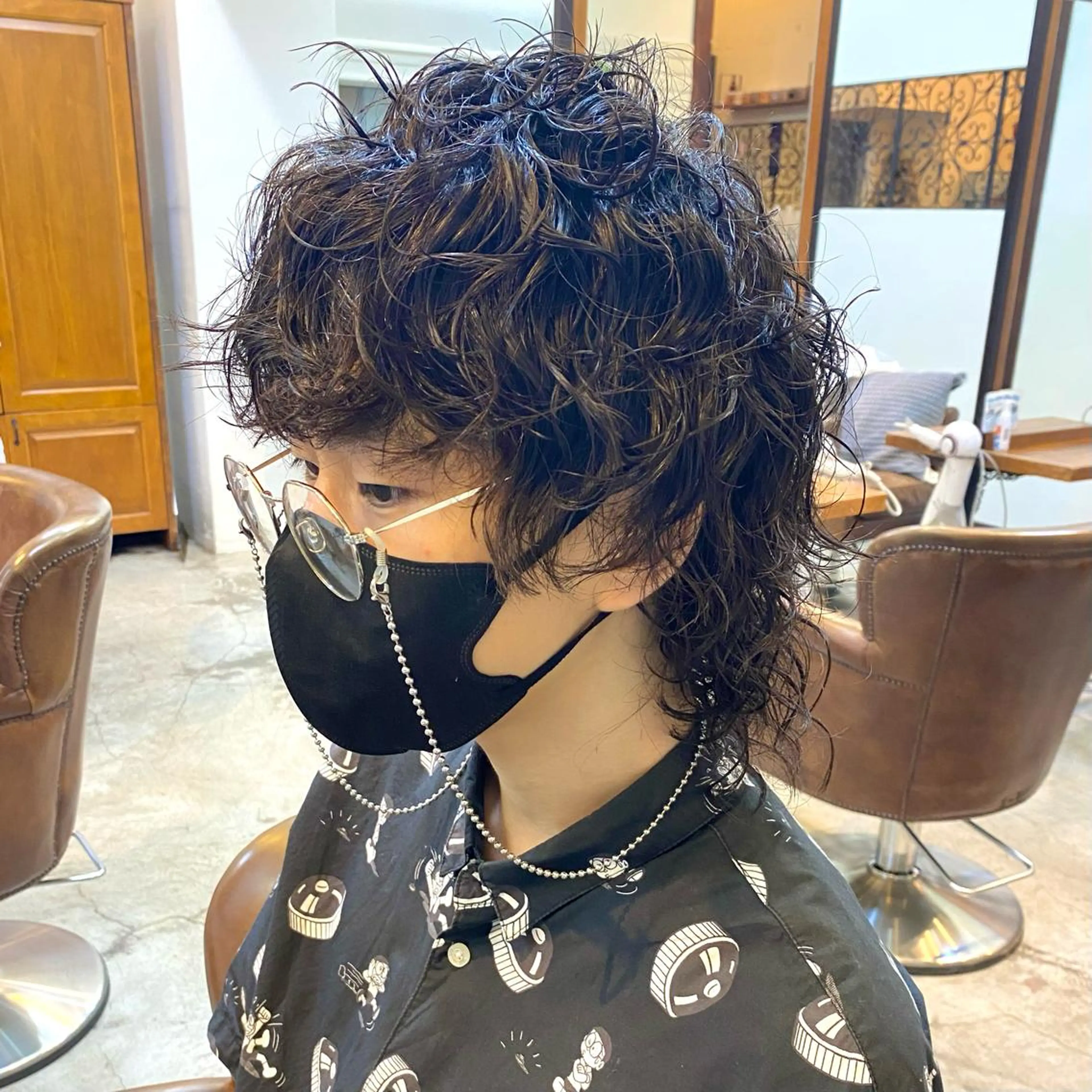 パーマ メンズ メンズパーマ メンズウルフカット ウルフカット スパイラルパーマ カット パーマ Vicke所属・メンズ専門/韓国風 ❤️‍🔥吉野あいかのヘアスタイル