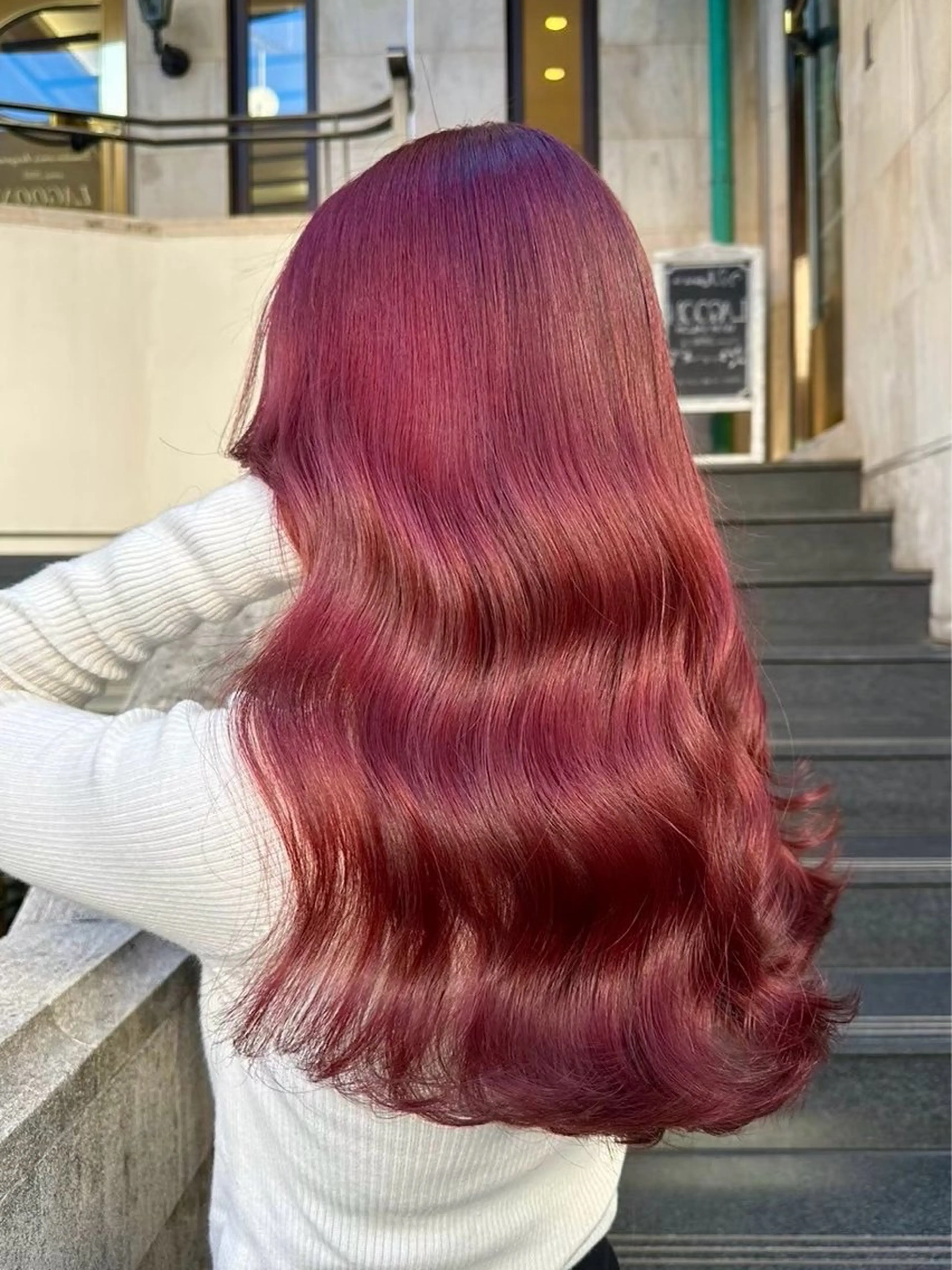 ロング カラー 切りっぱなしボブ ブリーチ ダブルカラー ハイライトカラー ブリーチなしカラー カット ヘアカラー トリートメント ヘッドスパ ヘアセット Wカラー/髪質改善/ 艶カラー🩶Sanaのヘアスタイル