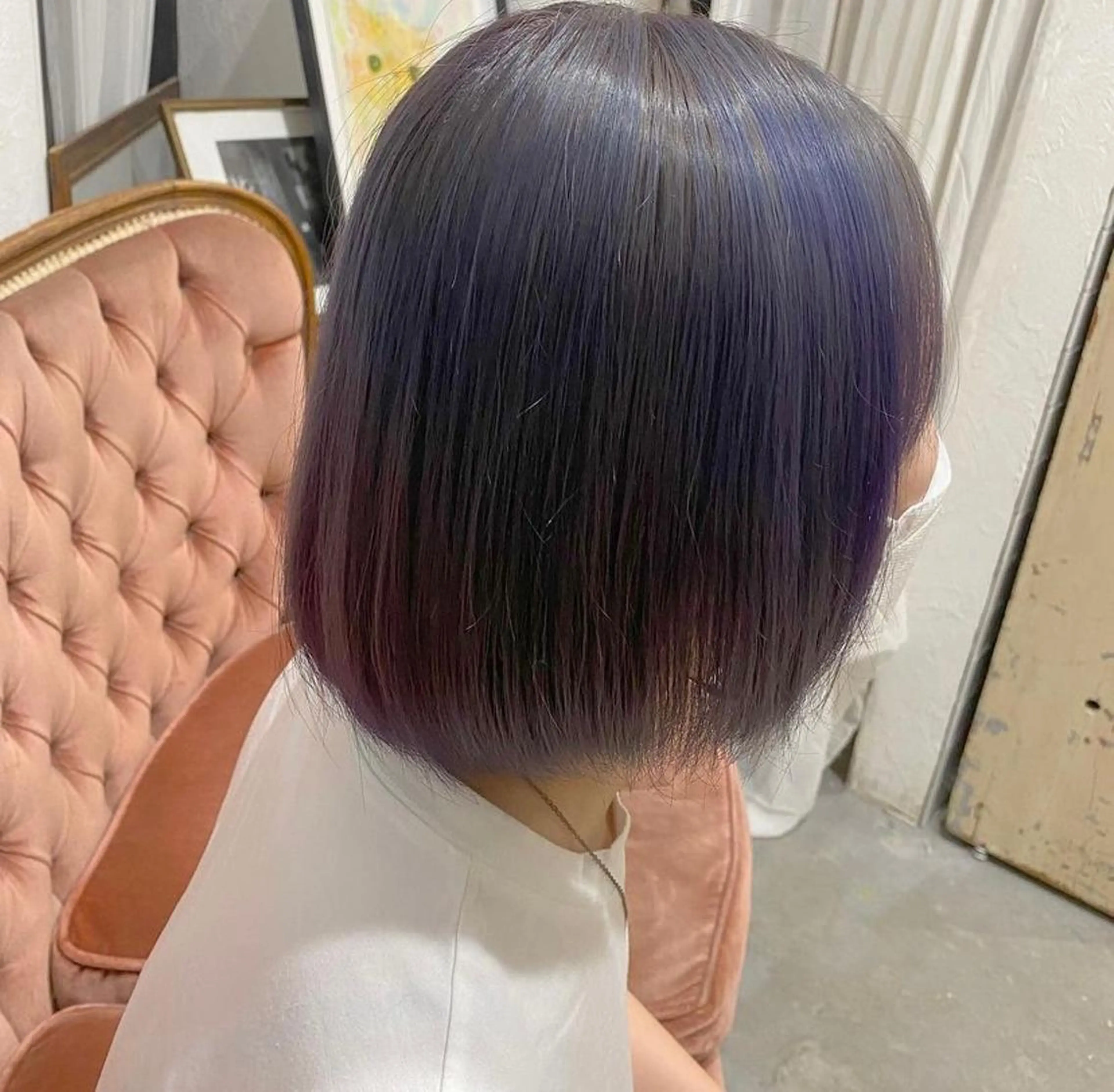 ミディアム カラー ブリーチ パープルカラー t.所属・藤江 健人のヘアスタイル