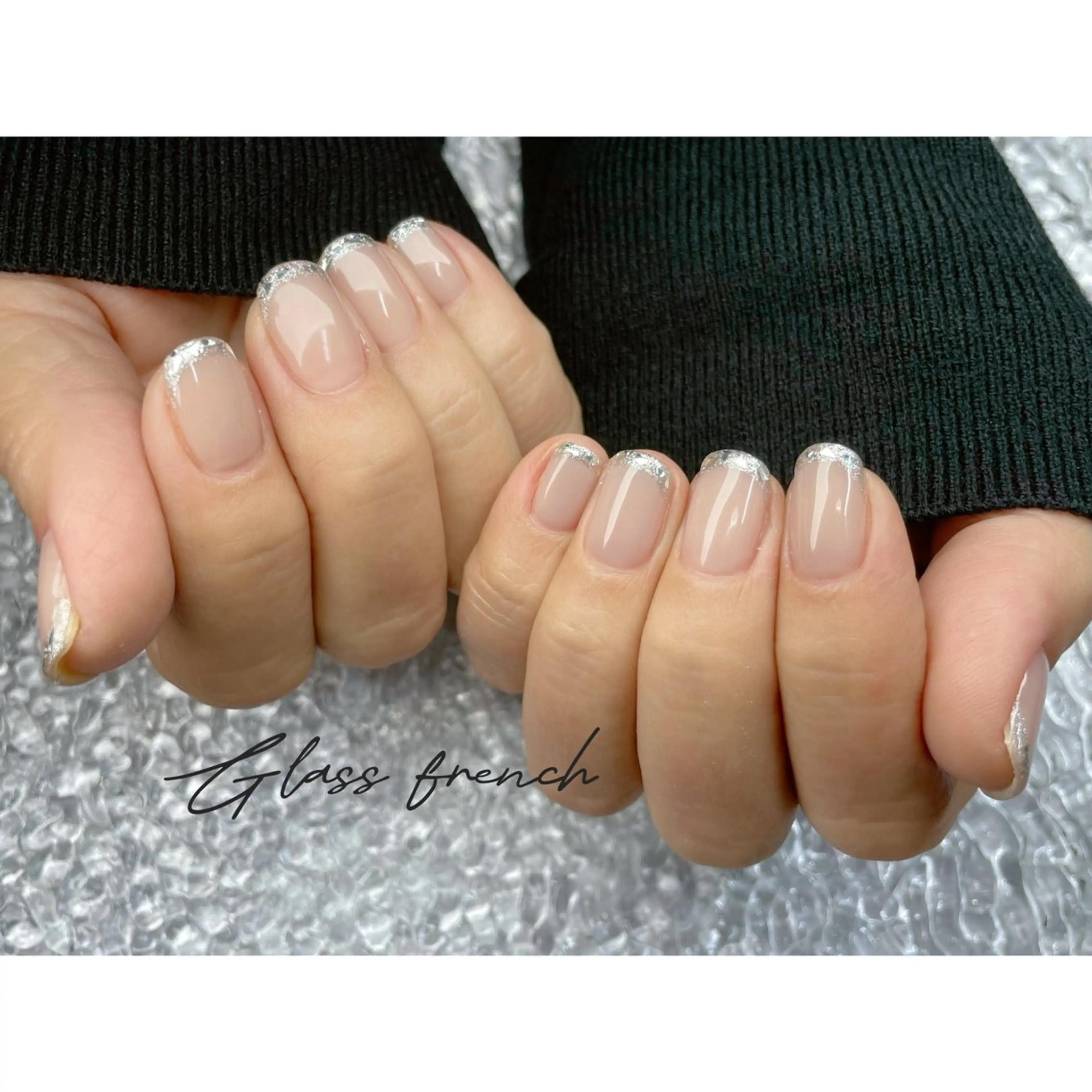 ネイル フレンチネイル ガラスフレンチ ハンドネイル ハンドケア mapple nailのネイルデザイン